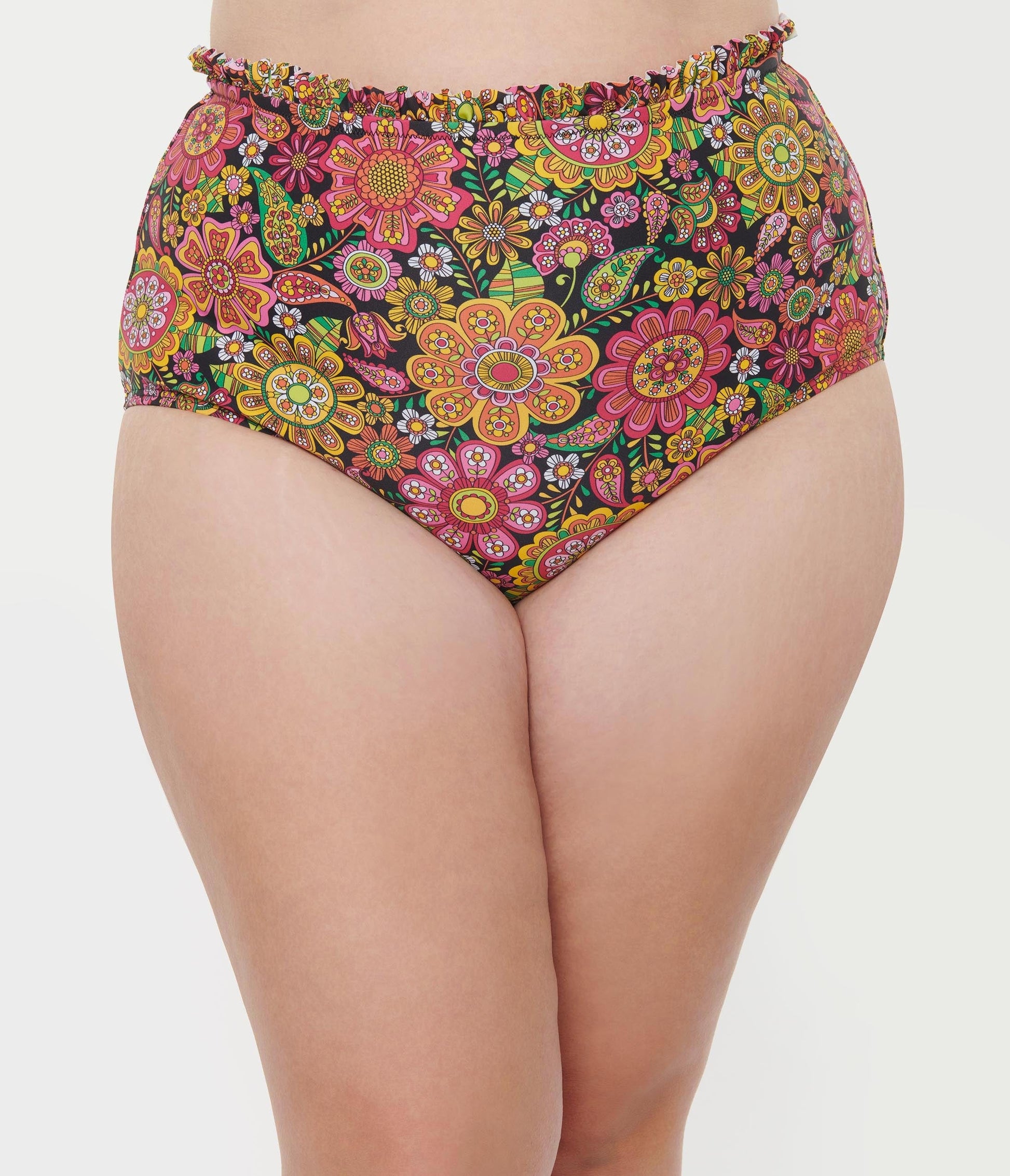 Unique Vintage Plus Size Kaleidoscope Floral Southampton Swim Top