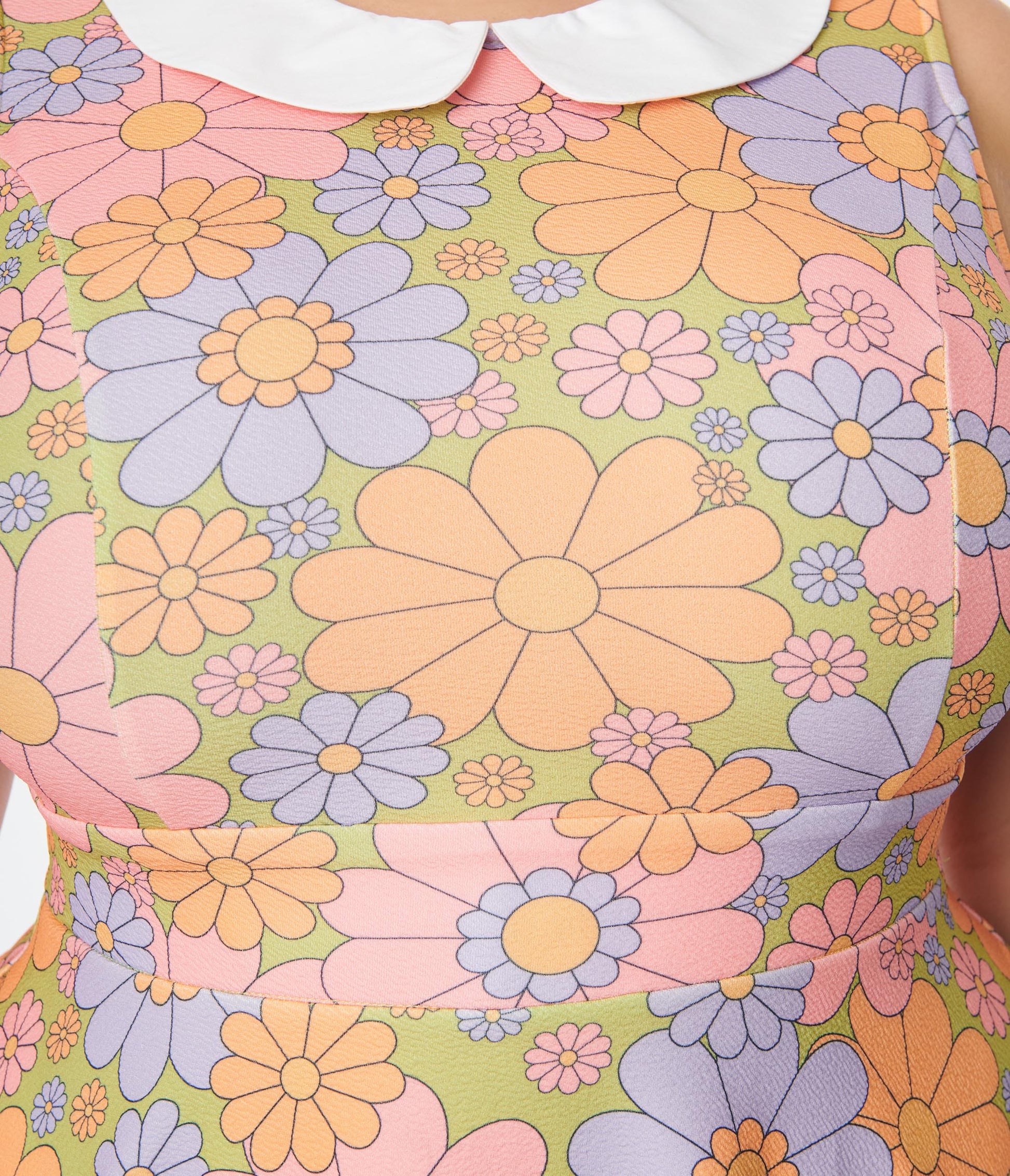 Smak Parlour Plus Size Avocado Green & Multicolor Daisy Fit & Flare Dress