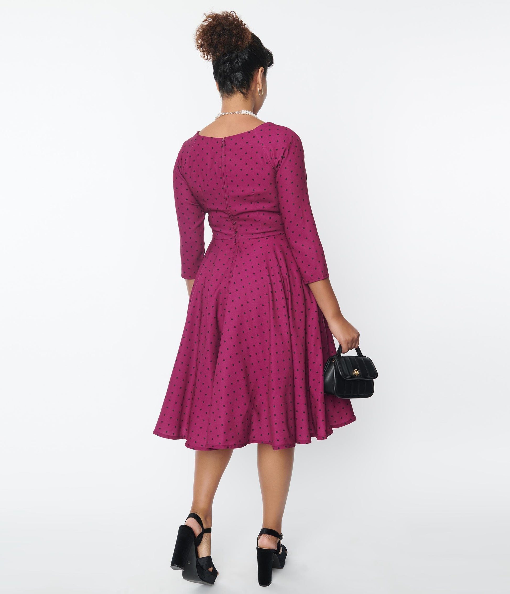 Plum Polka Dot Swing Dress