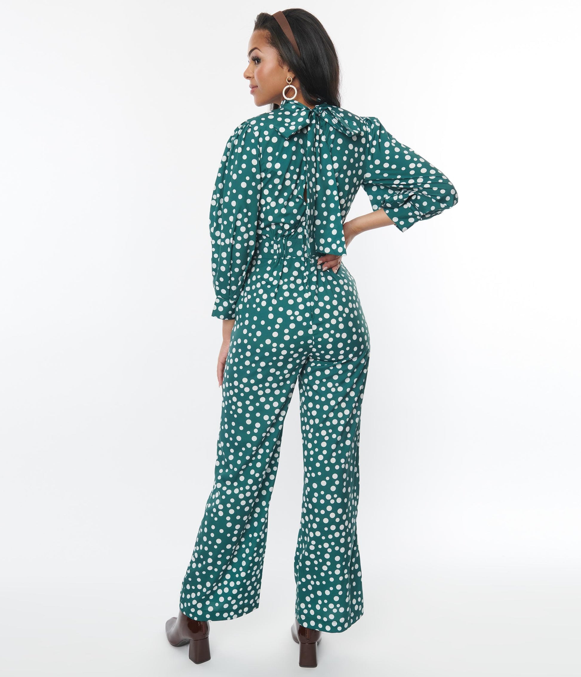 Green & White Polka Dot Jumpsuit