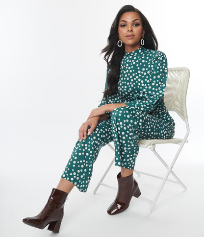 Green & White Polka Dot Jumpsuit