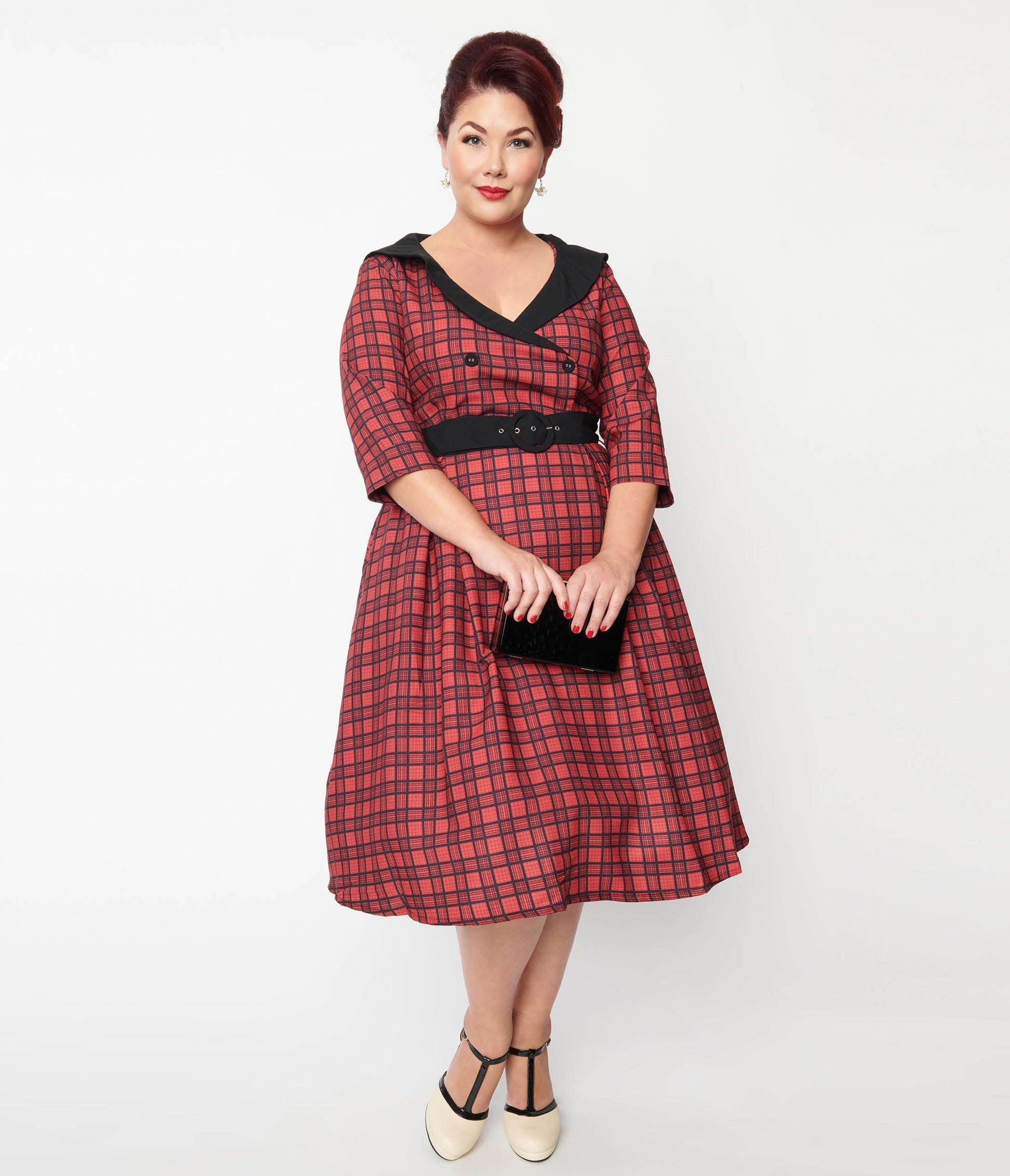 Plus Size Red Plaid Rakeel Swing Dress