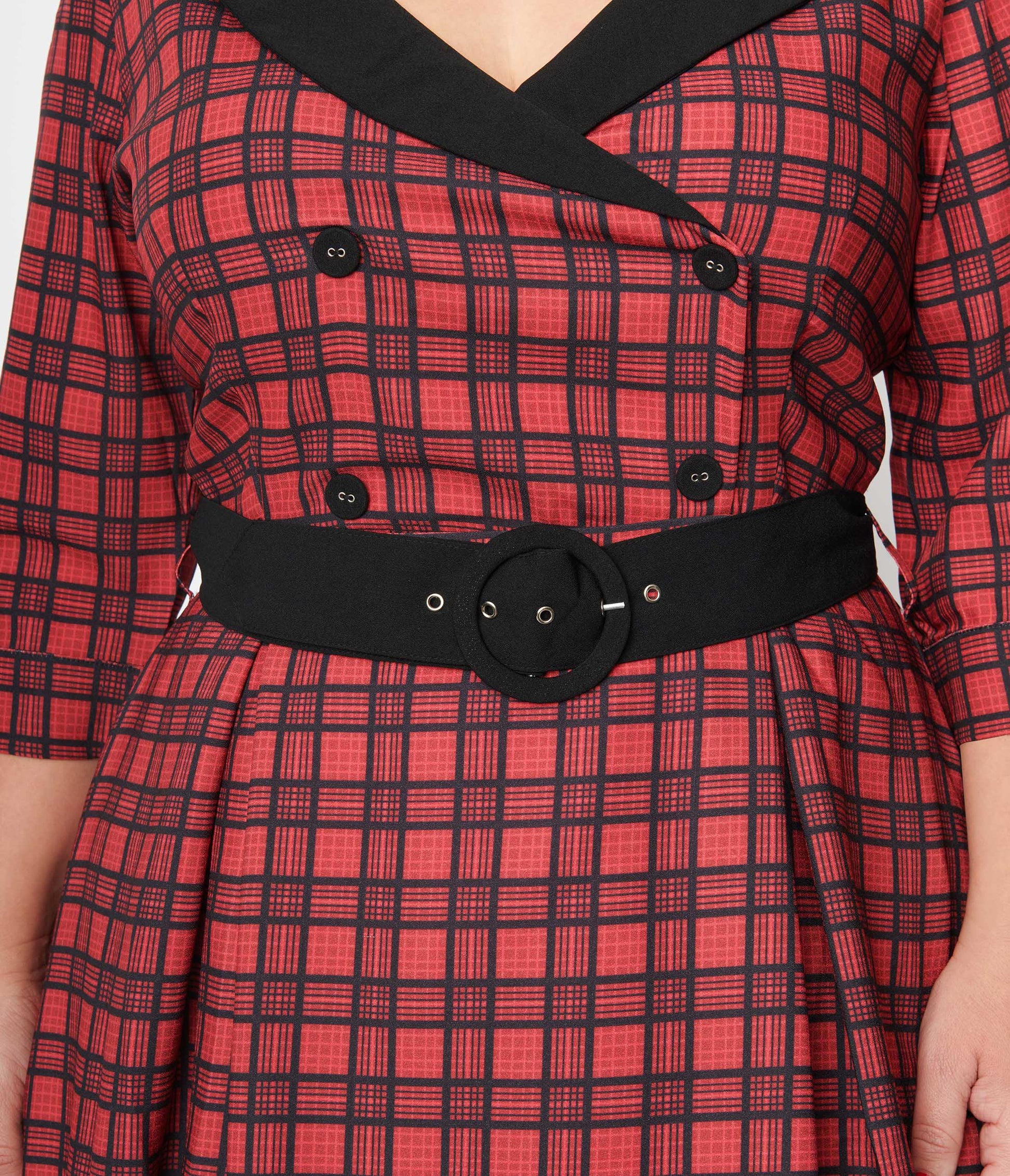 Plus Size Red Plaid Rakeel Swing Dress