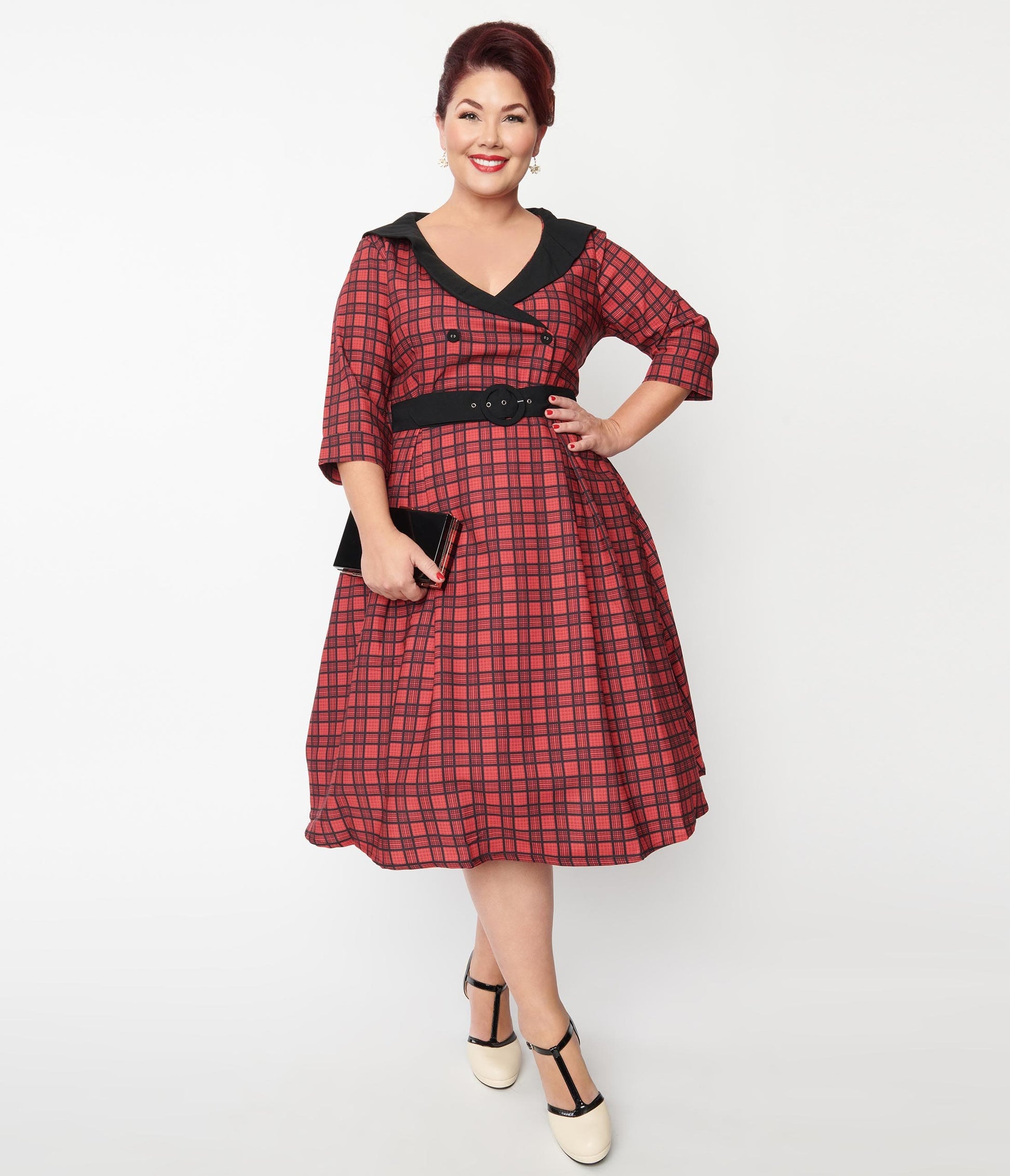 Plus Size Red Plaid Rakeel Swing Dress
