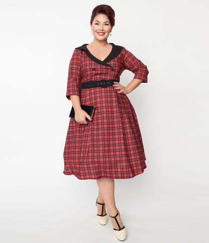 Plus Size Red Plaid Rakeel Swing Dress