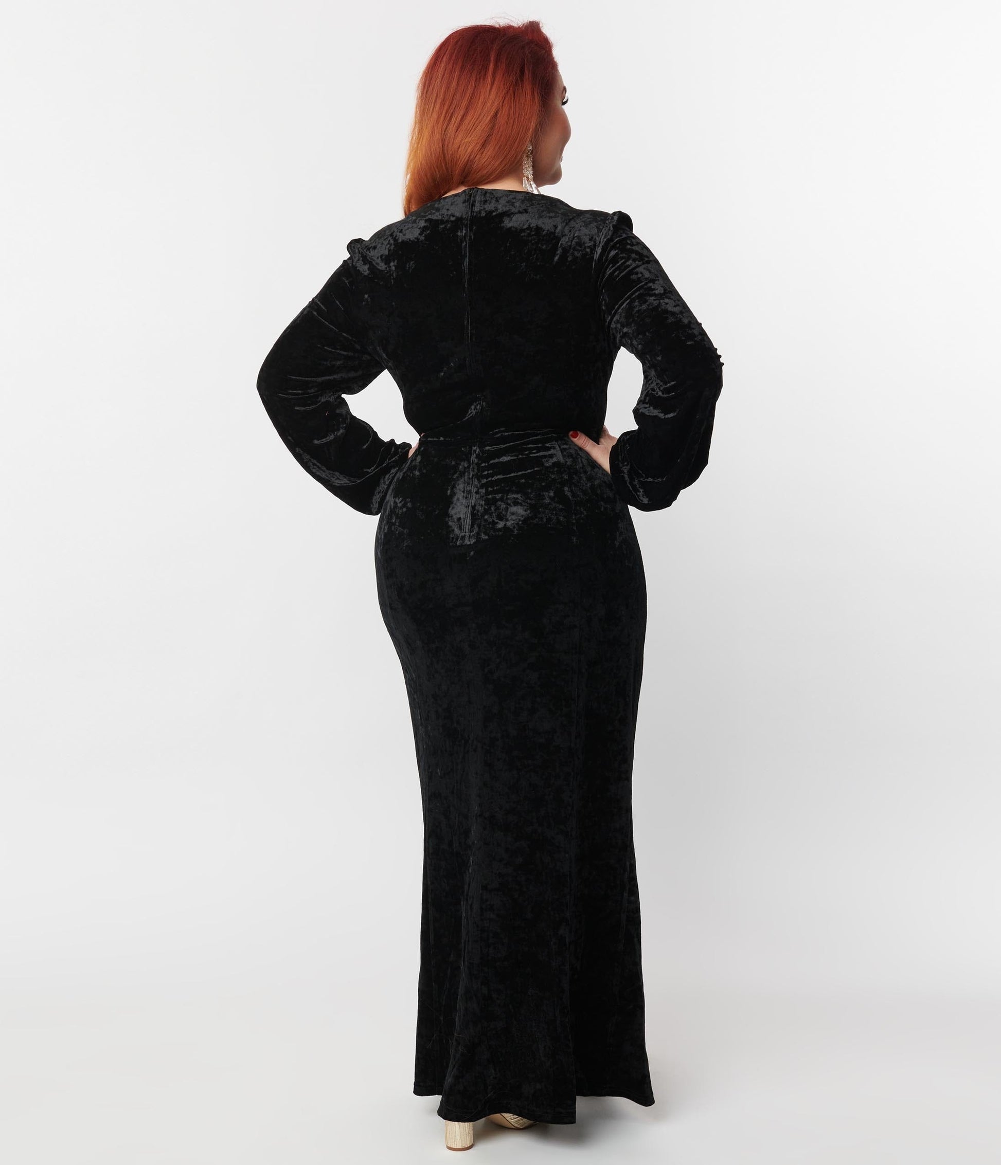 Plus Size Crushed Black Velvet Miley Gown