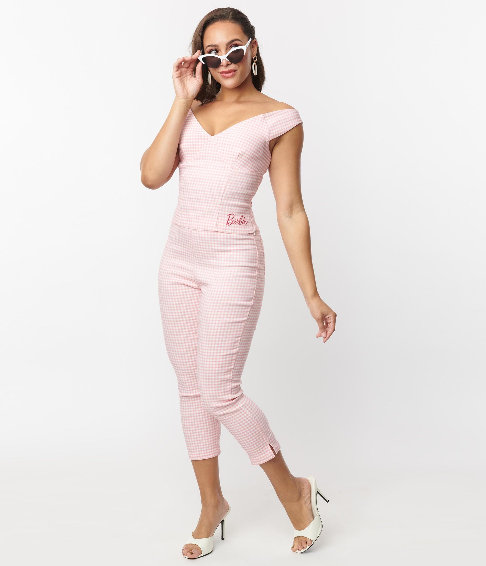 Barbie x Unique Vintage Pink Gingham Rachelle Capri Pants