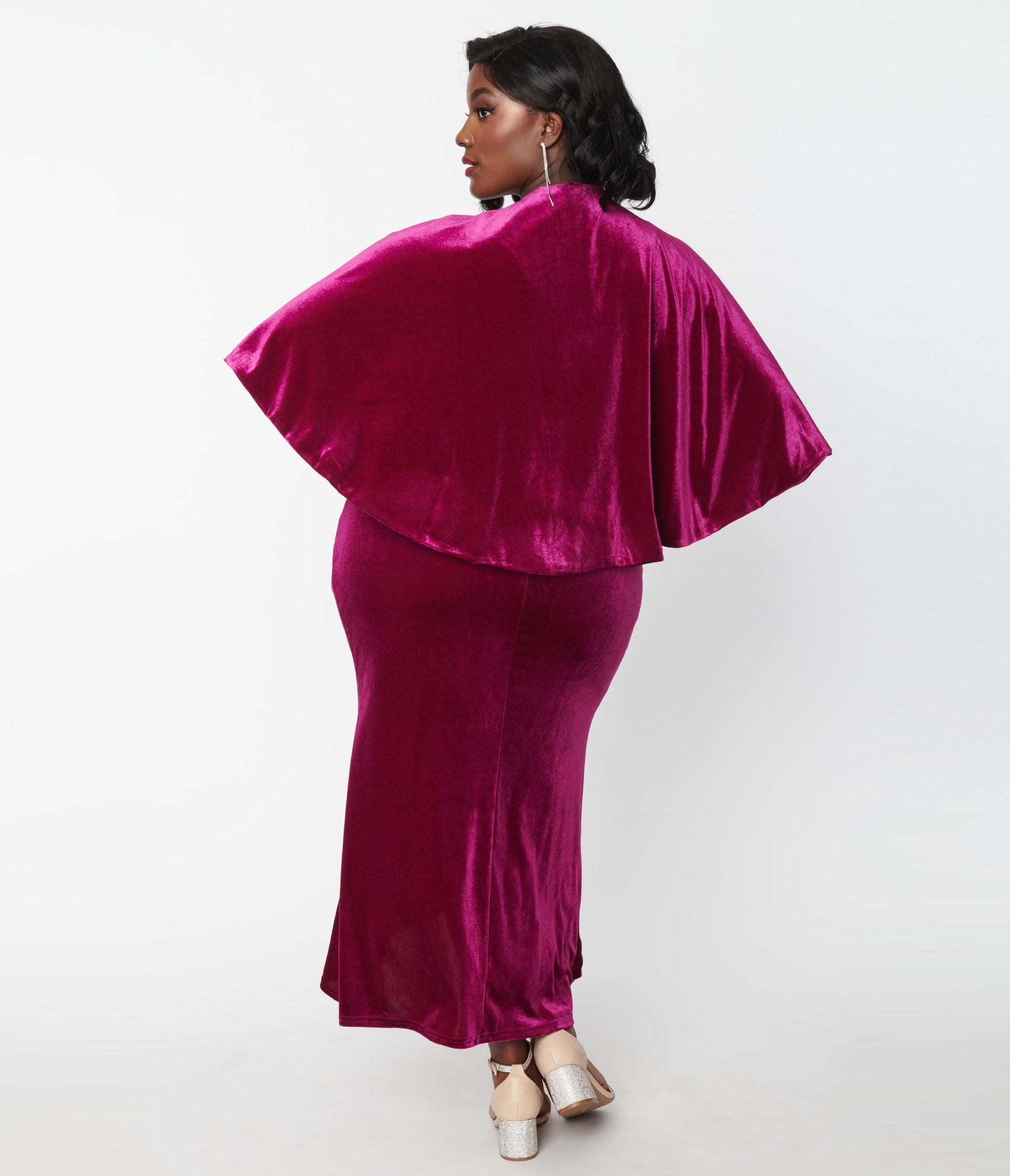 Plus Size Fuchsia Velvet Chateau Dress