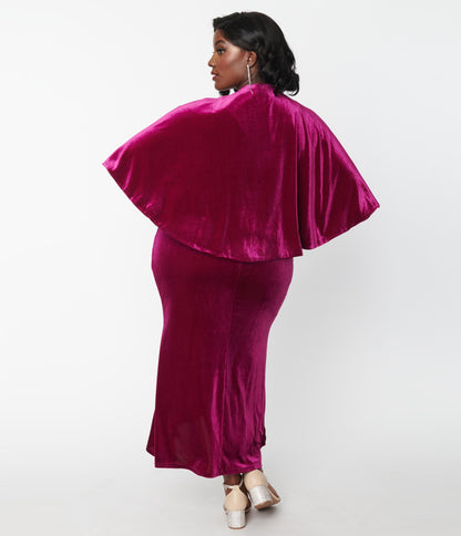 Plus Size Fuchsia Velvet Chateau Dress