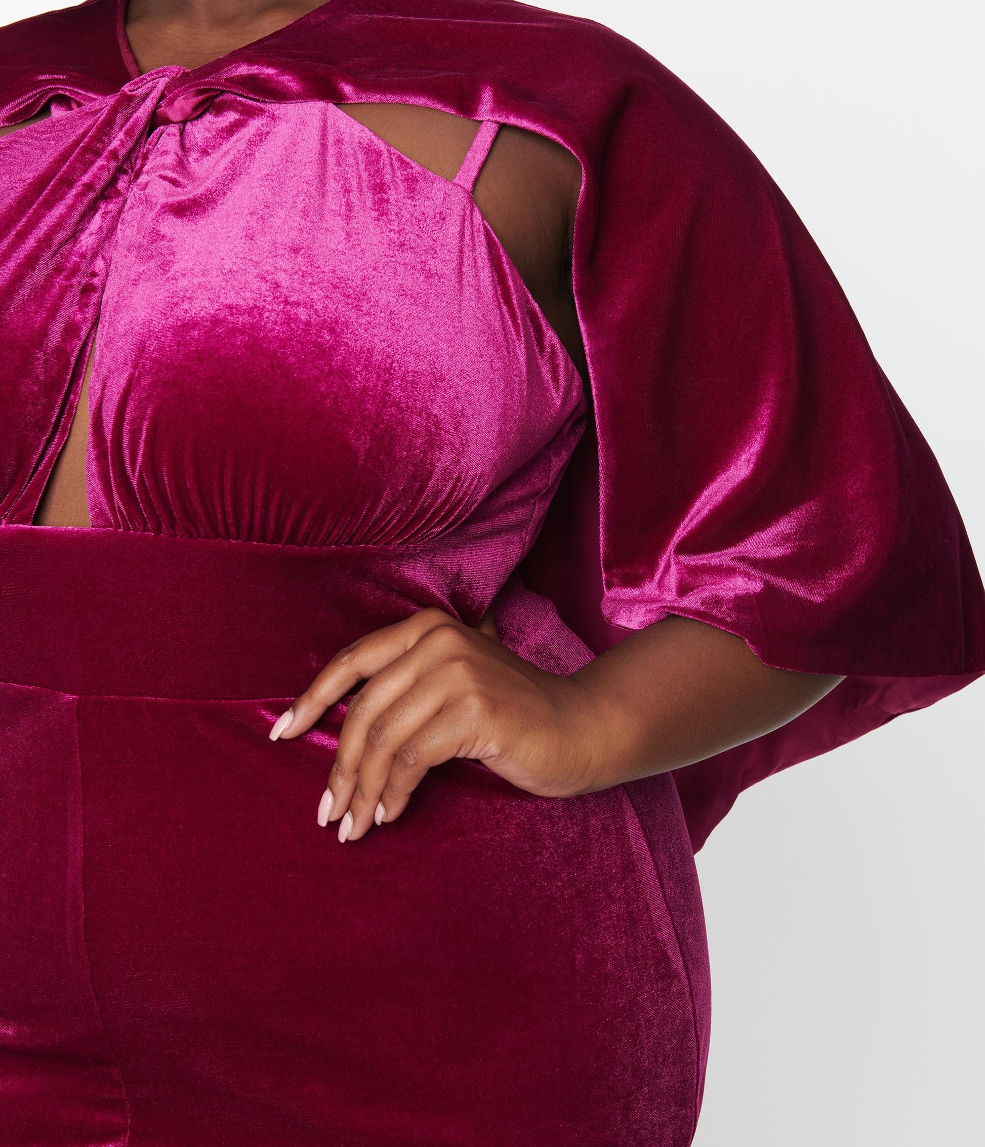 Plus Size Fuchsia Velvet Chateau Dress