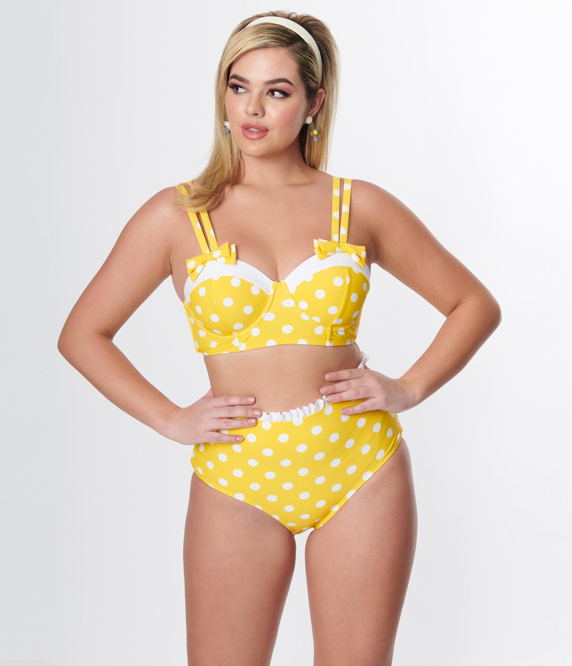 Unique Vintage Yellow & White Polka Dot Cape May Swim Bottoms