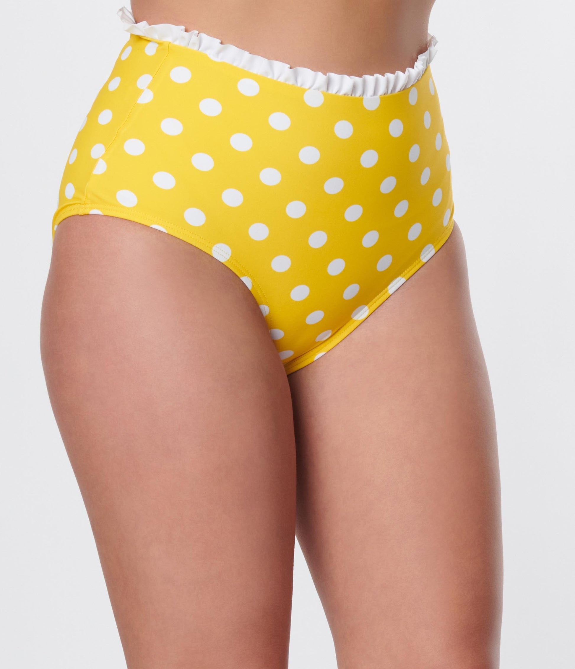 Unique Vintage Yellow & White Polka Dot Cape May Swim Bottoms