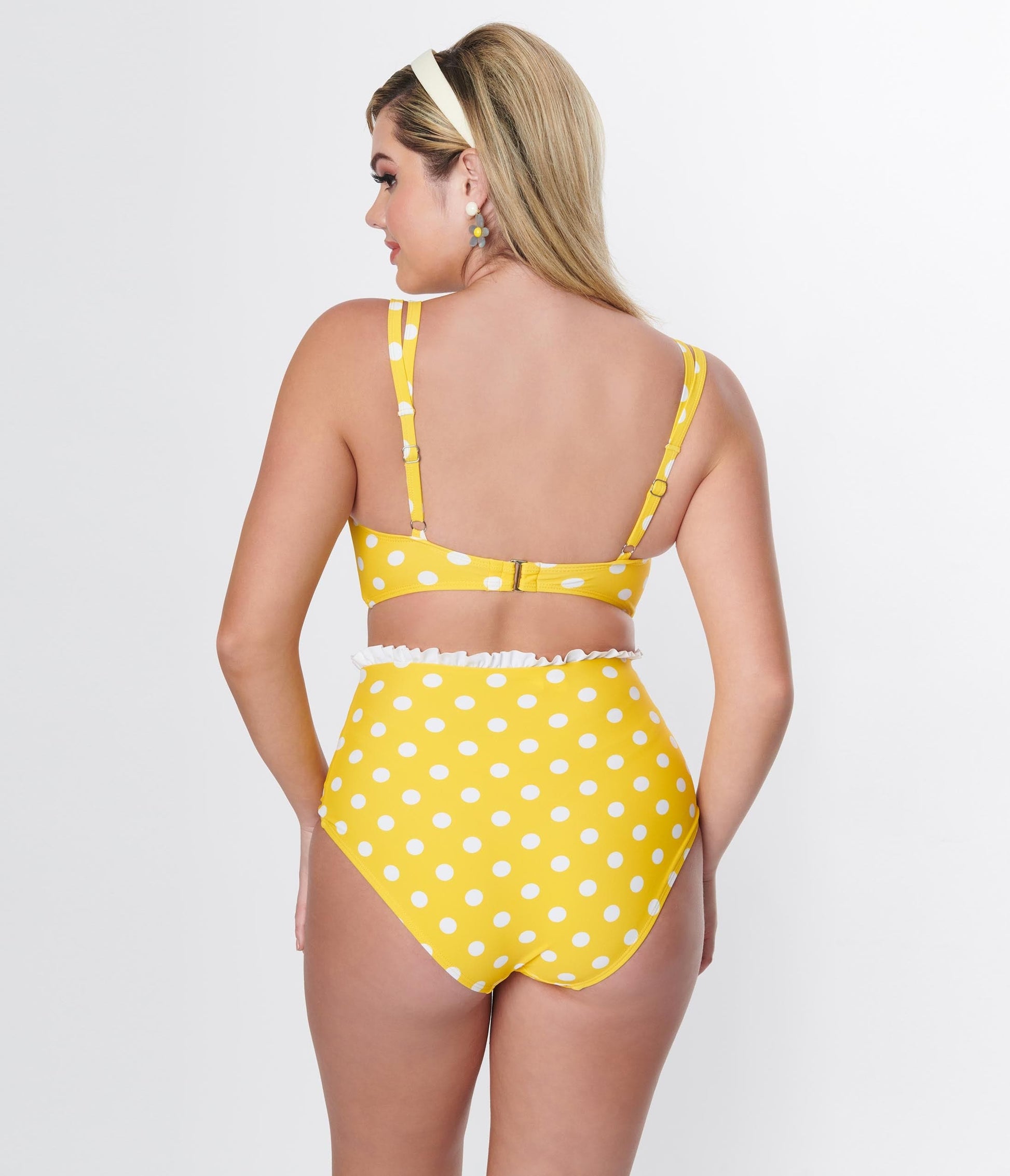 Unique Vintage Yellow & White Polka Dot Cape May Swim Bottoms