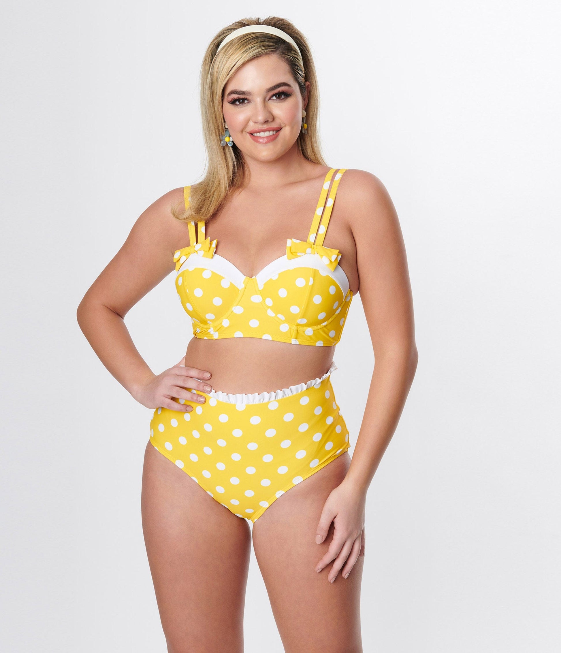Unique Vintage Yellow & White Polka Dot Cape May Swim Bottoms