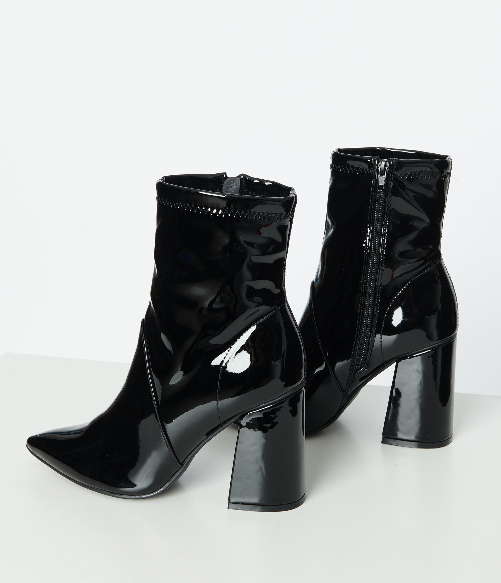 Black Patent Leatherette Ankle Boots
