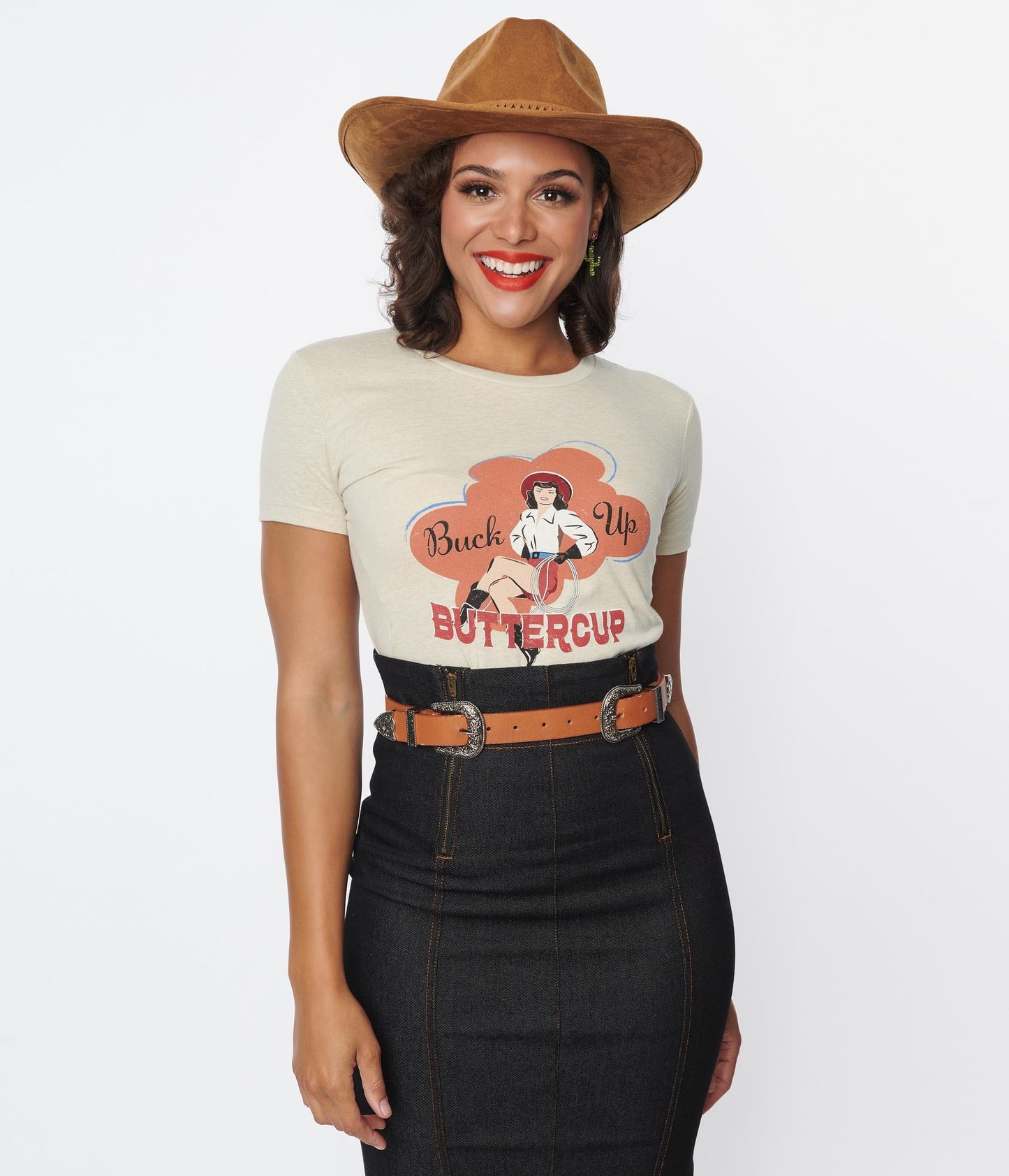 Unique Vintage Buck Up Buttercup Western Graphic Tee