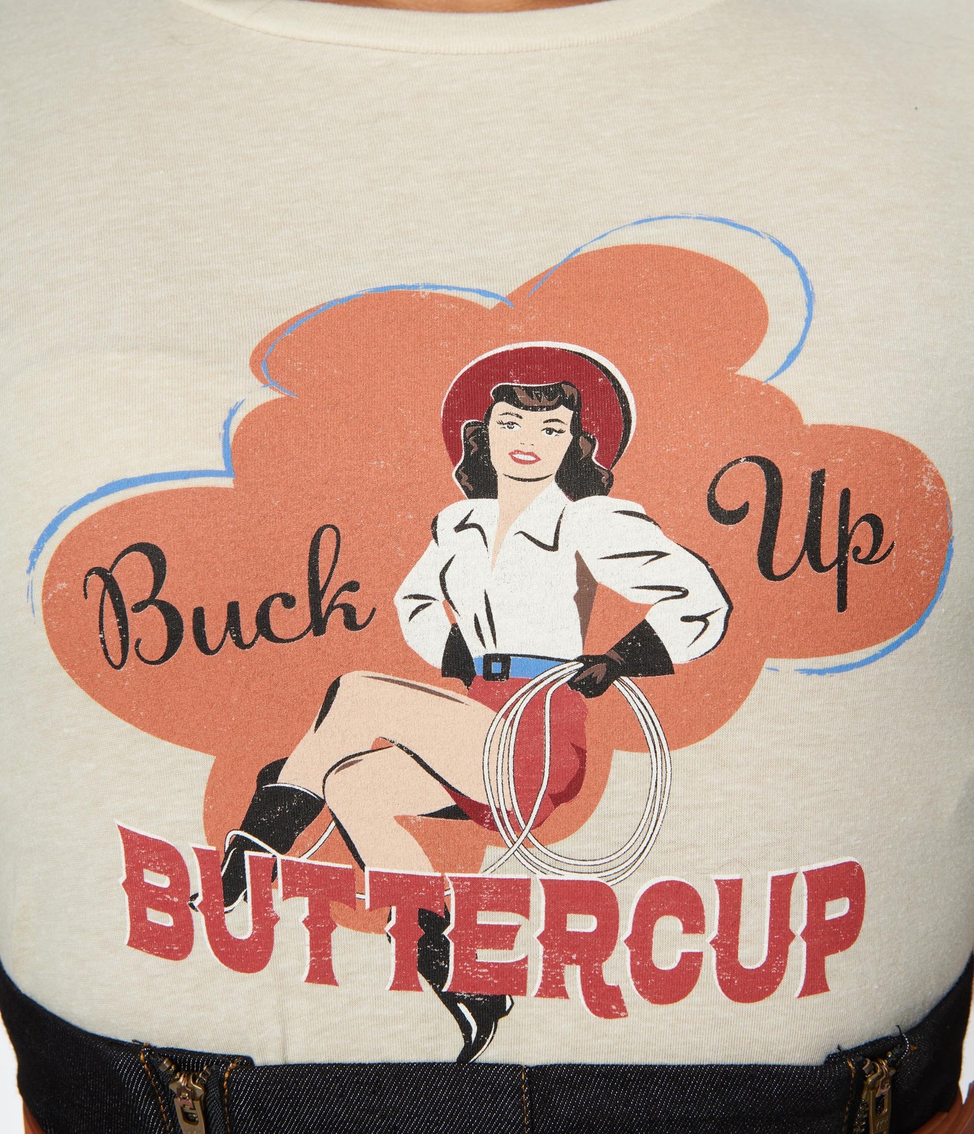 Unique Vintage Buck Up Buttercup Western Graphic Tee