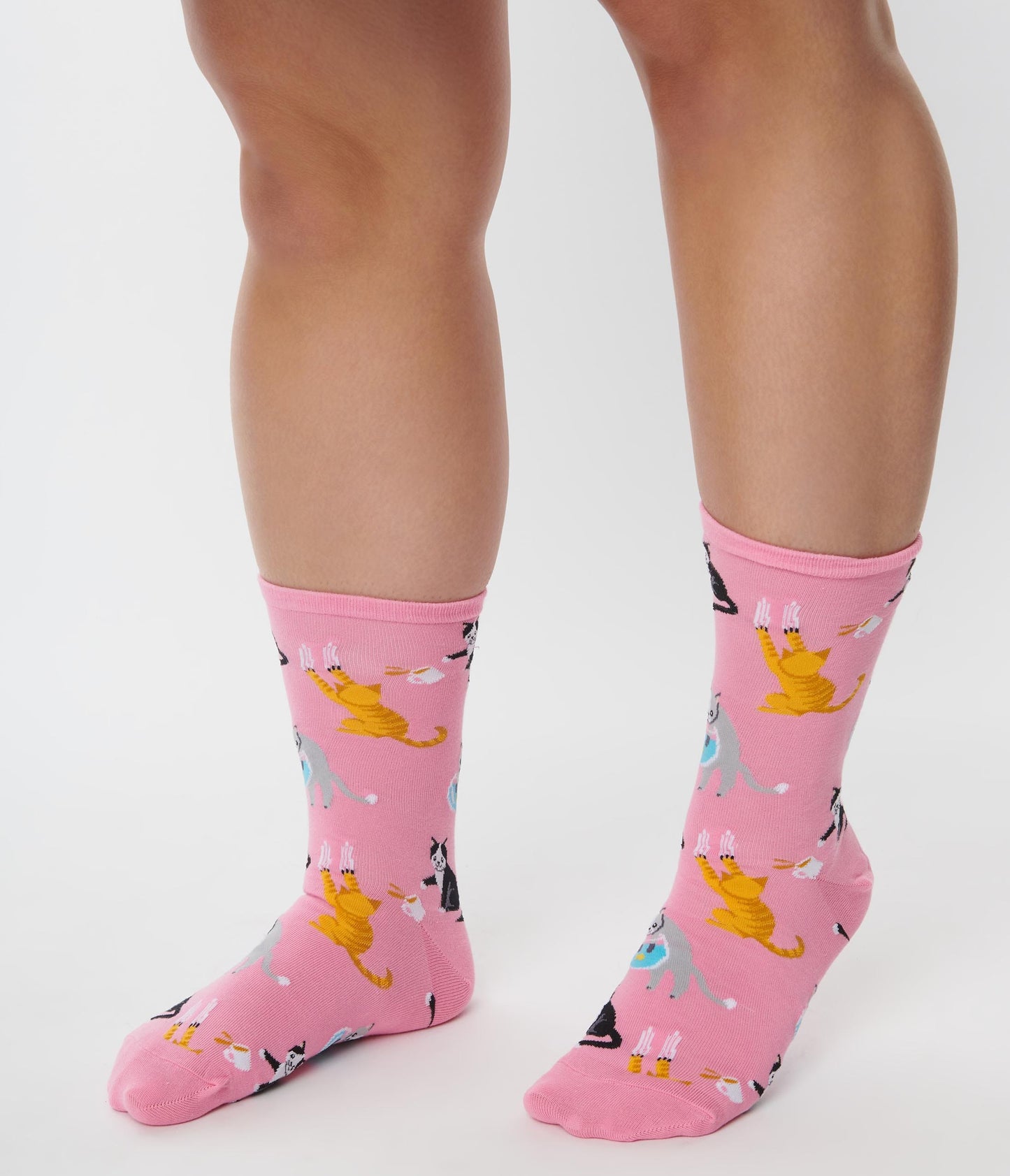 Pink Bad Cat Crew Socks