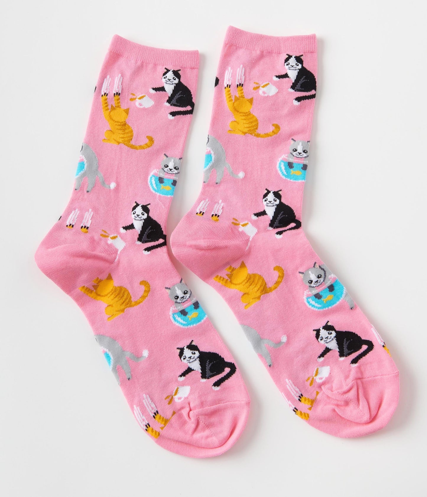 Pink Bad Cat Crew Socks