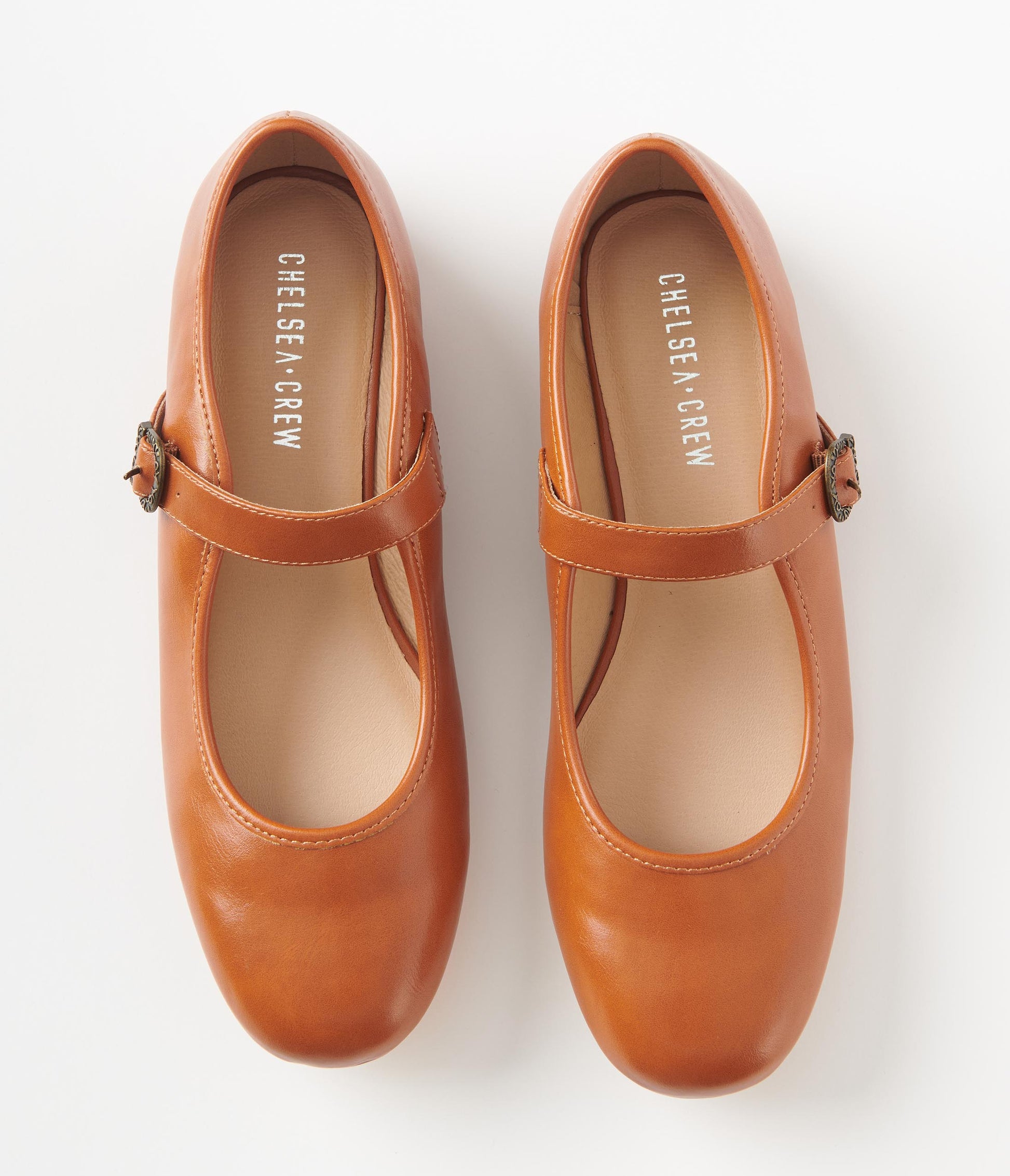 Chelsea Crew Brown Leatherette Mary Jane Flats