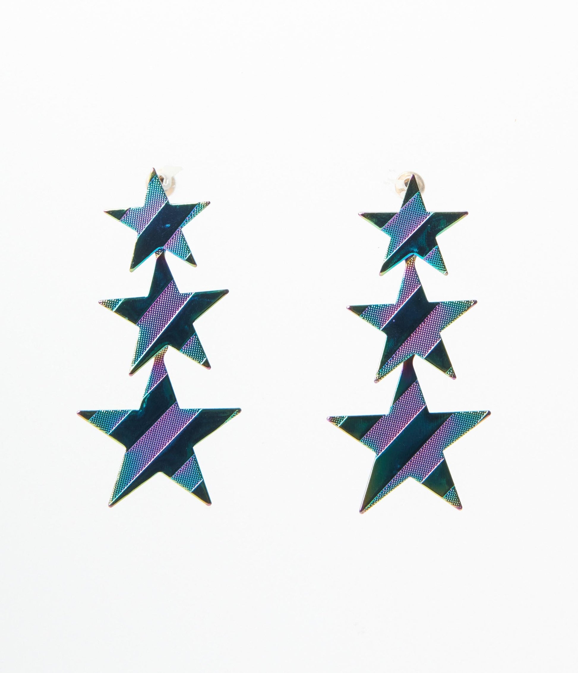 Iridescent Blue Stars Drop Earrings