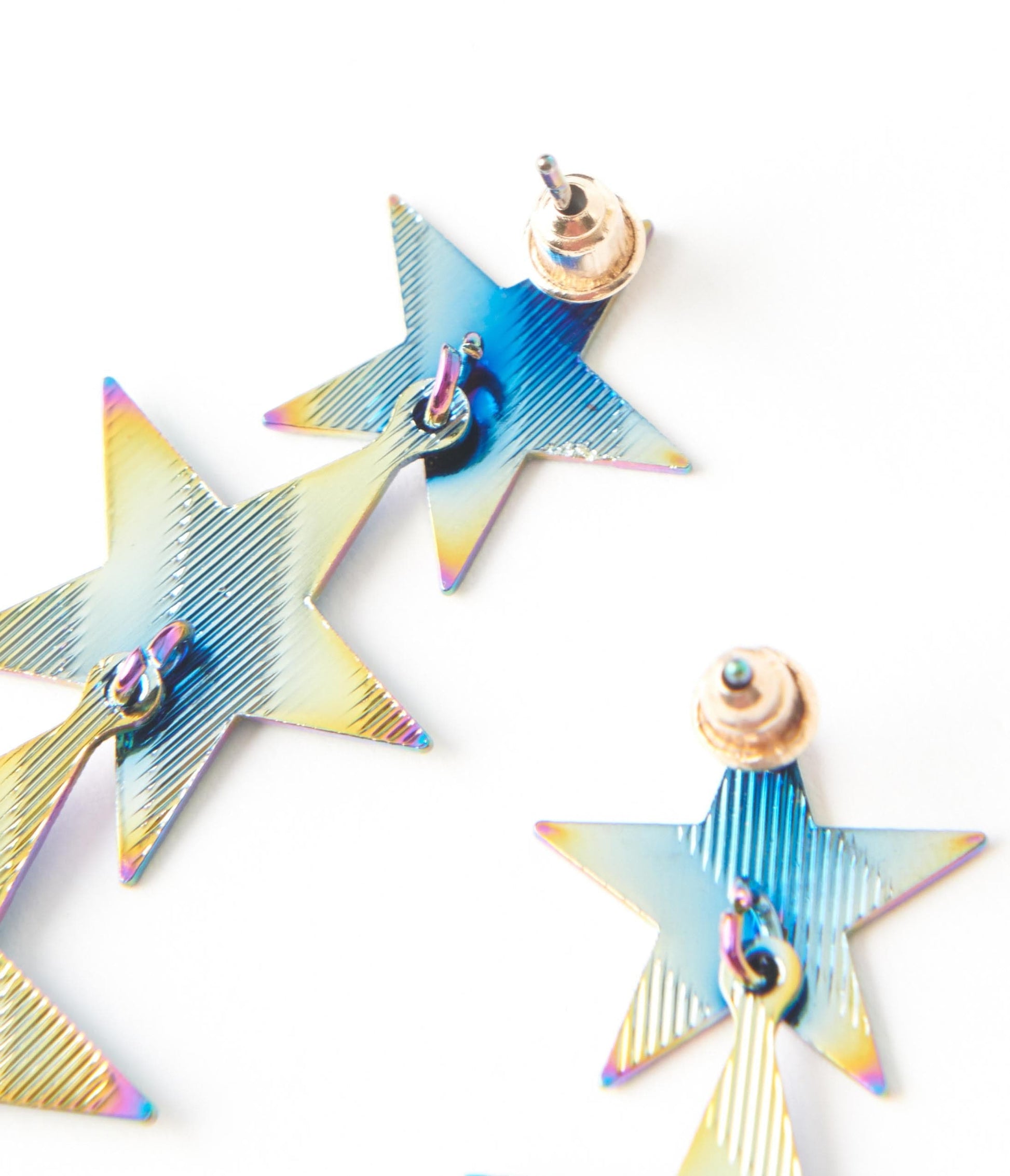 Iridescent Blue Stars Drop Earrings