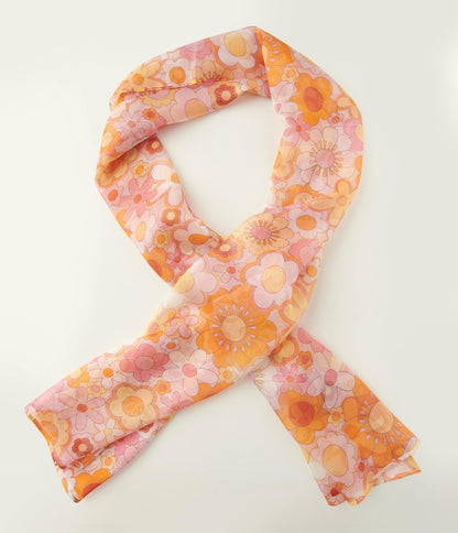 Smak Parlour Orange Mod Bloom Long Hair Scarf