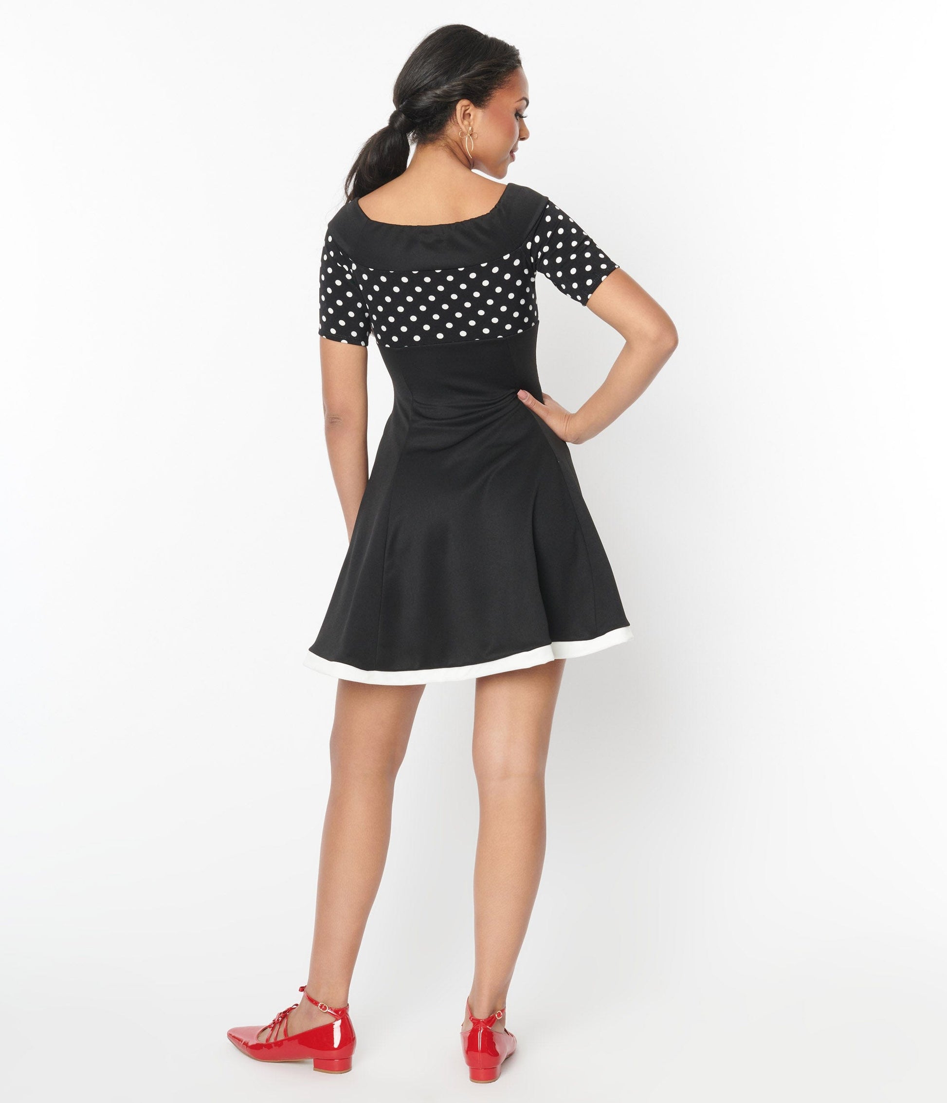 Black & White Polka Dot Lily Flare Dress