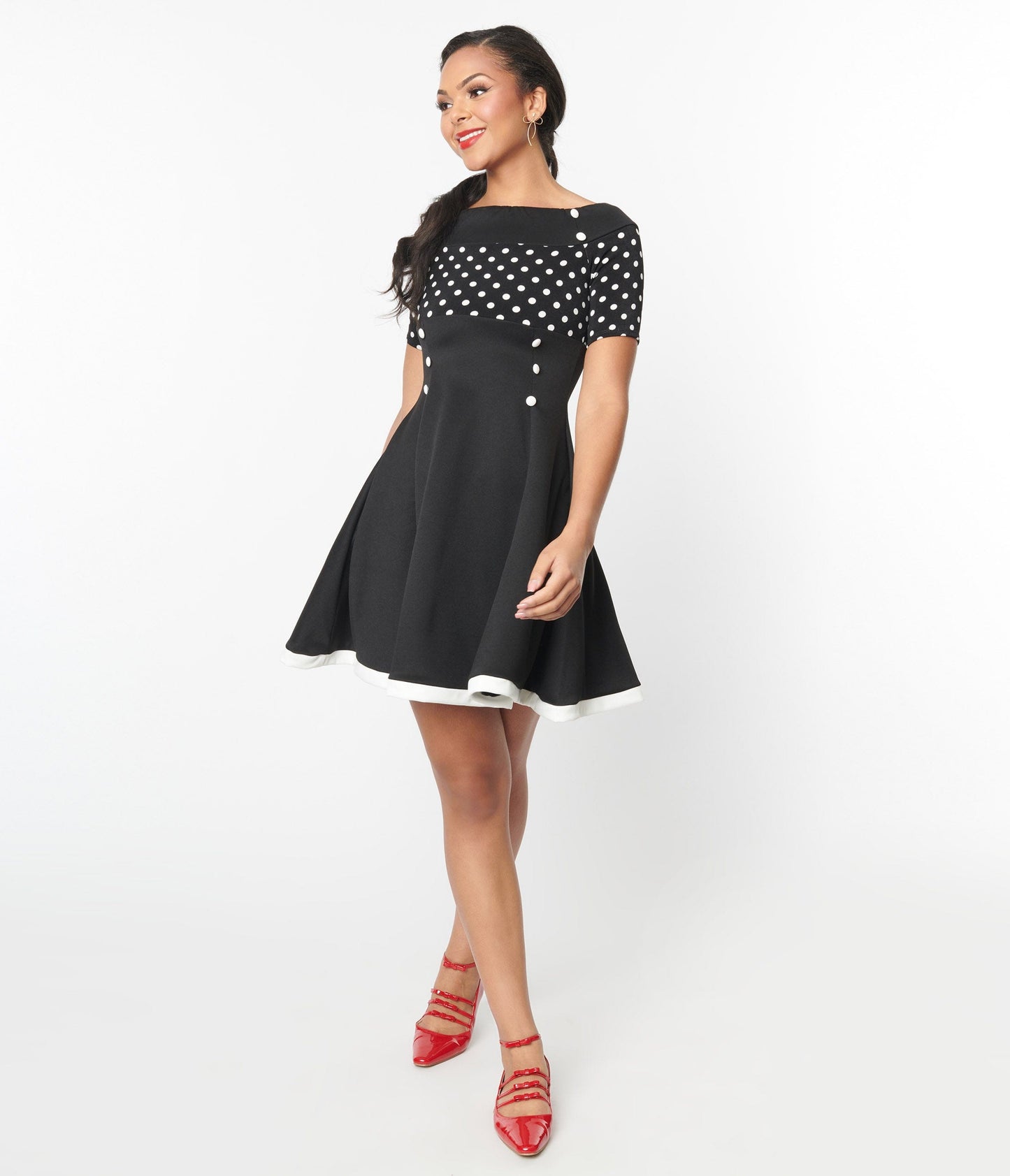 Black & White Polka Dot Lily Flare Dress