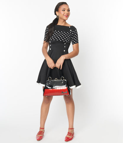 Black & White Polka Dot Lily Flare Dress