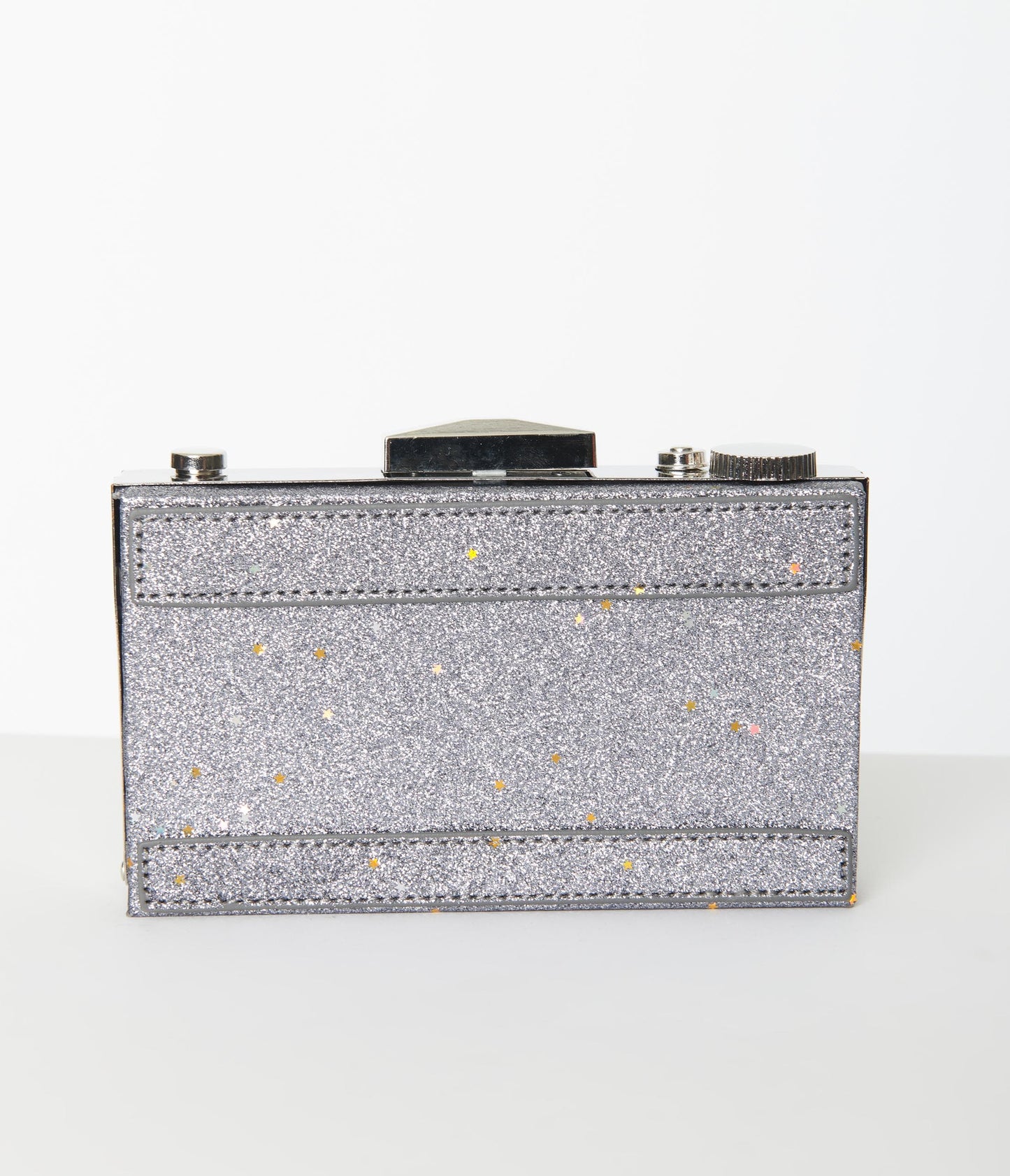 Silver Glitter Camera Strike A Pose Handbag