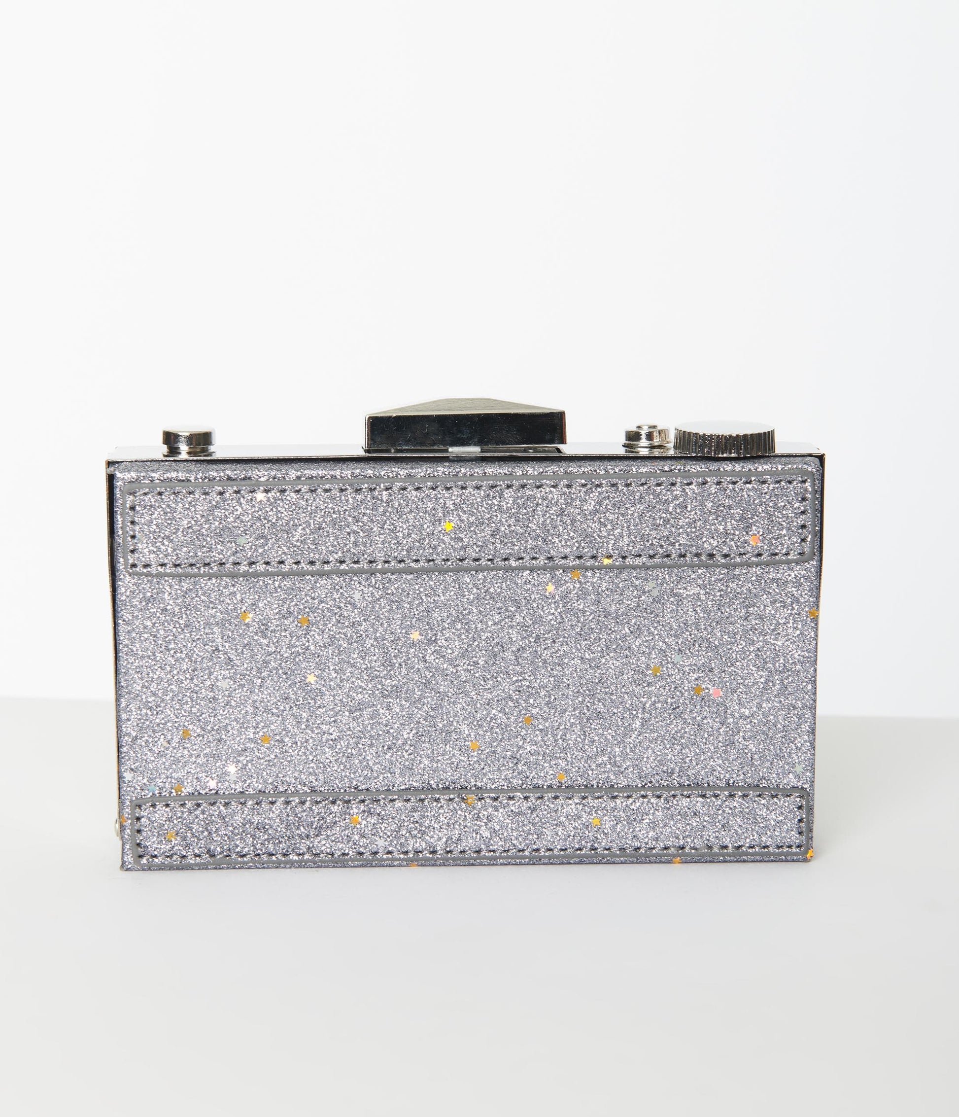 Silver Glitter Camera Strike A Pose Handbag