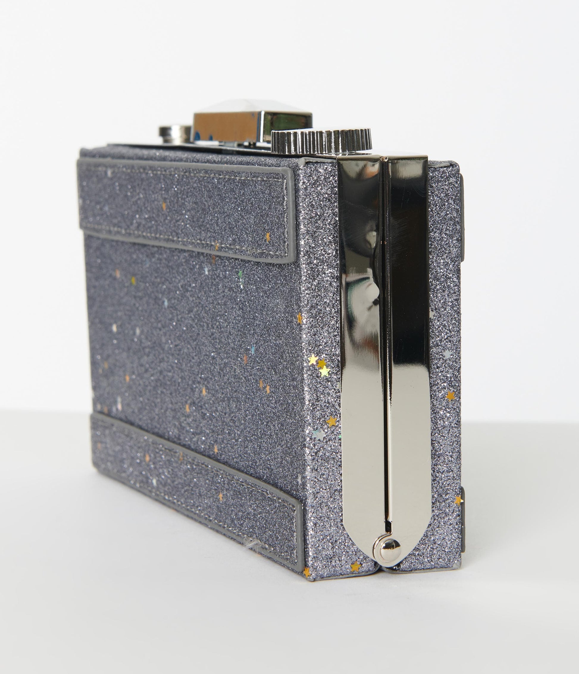 Silver Glitter Camera Strike A Pose Handbag