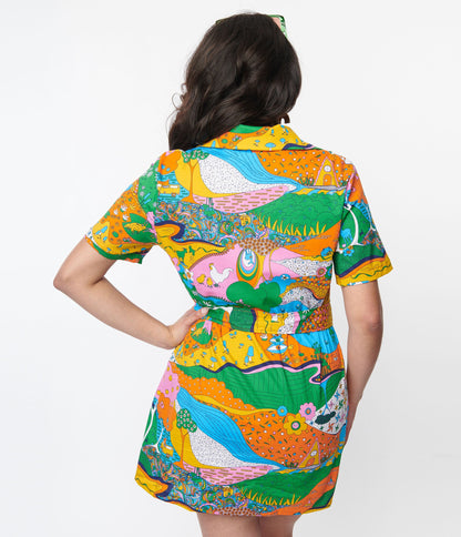 Rainbow Psychedelic Shirt Dress