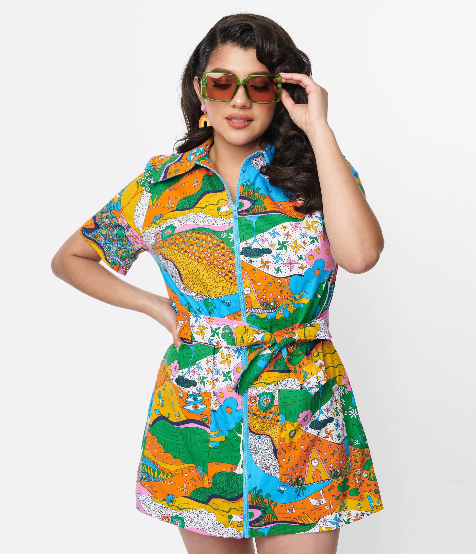 Rainbow Psychedelic Shirt Dress