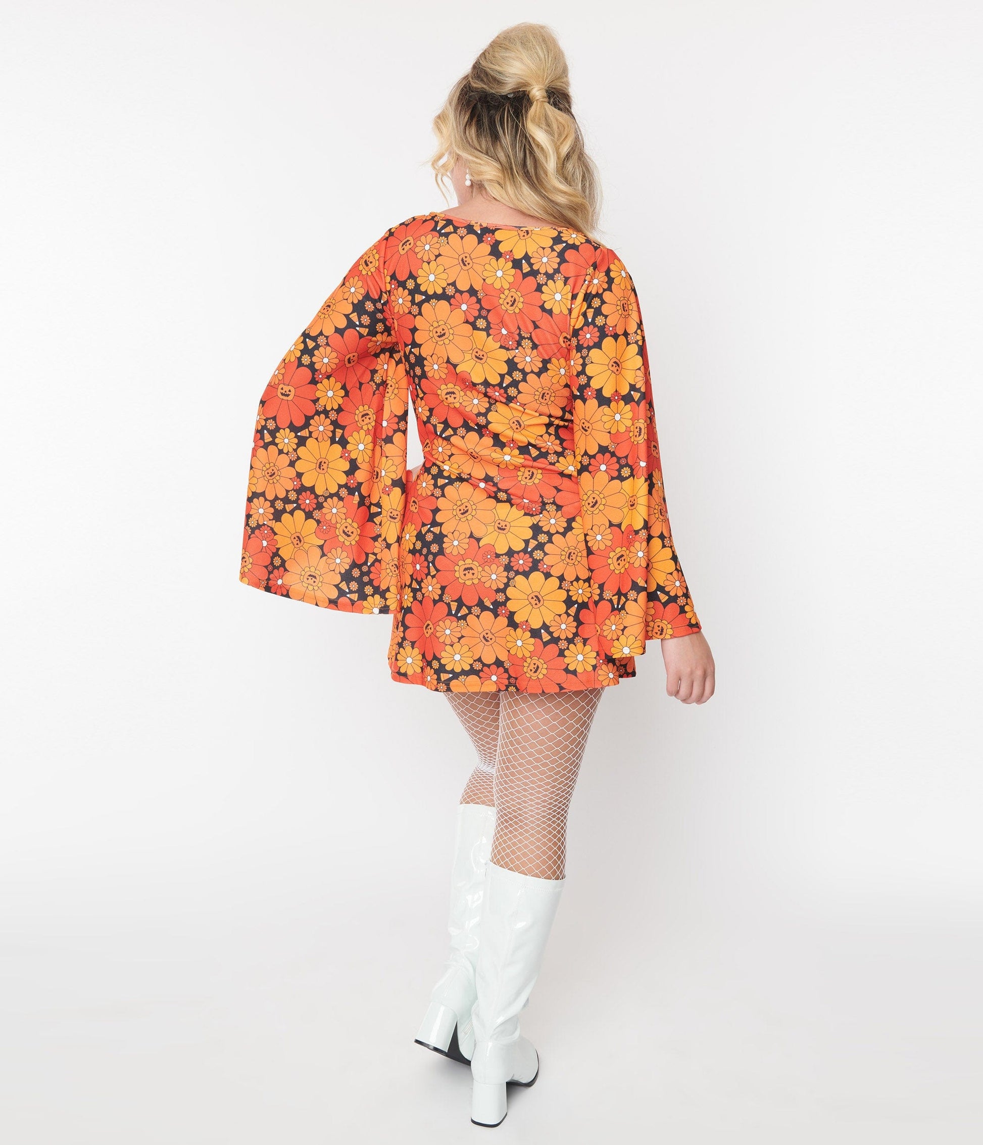 Smak Parlour Pumpkin Mod Floral Downtown Scene Mini Dress | Halloween Dress