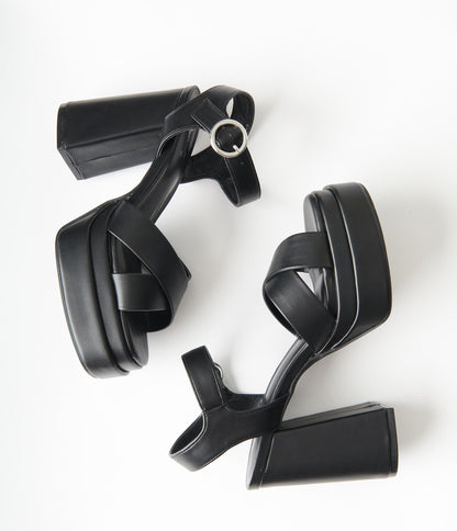 Black Platform Heel Sandals
