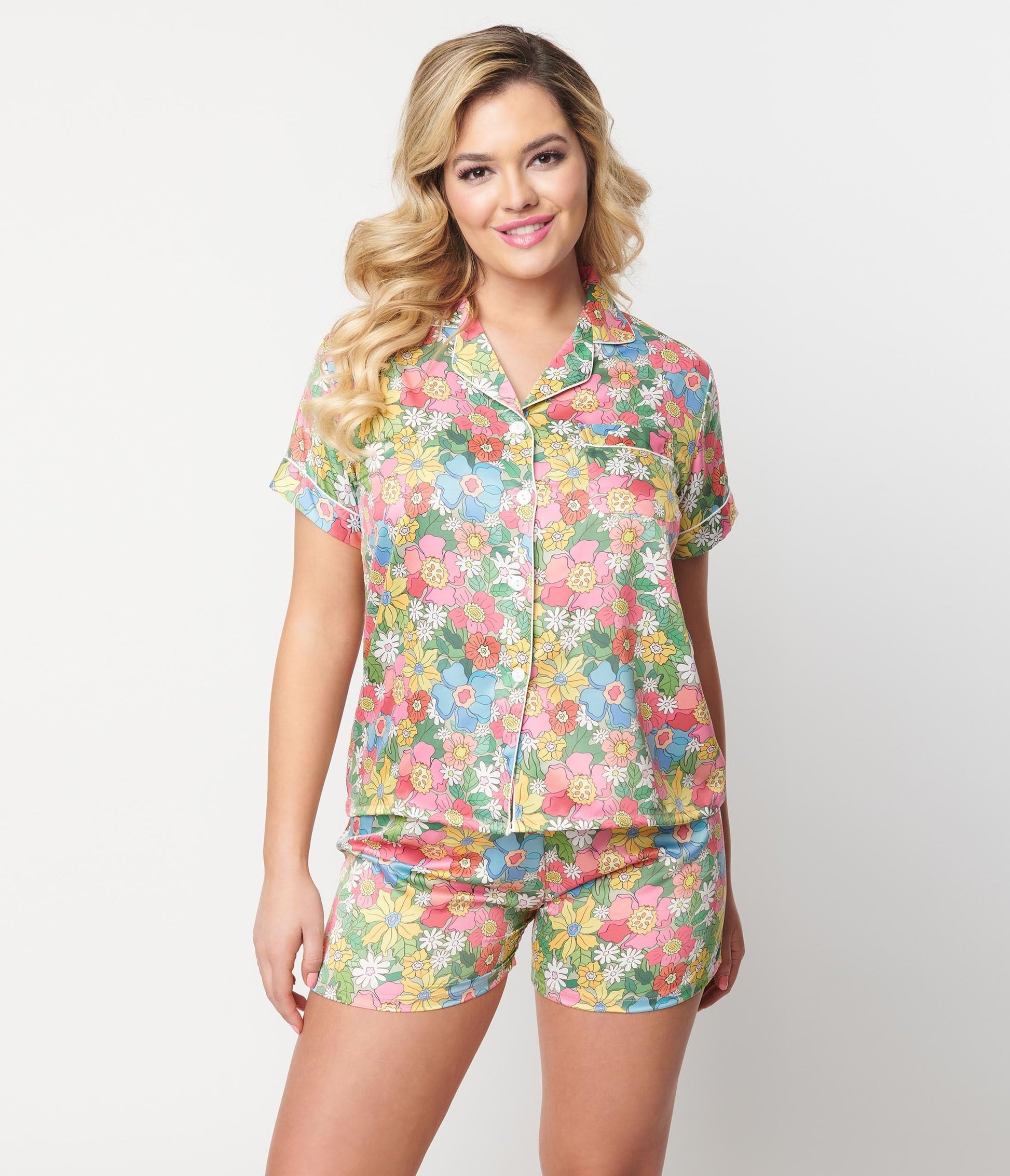 Flowerland Satin Pajama Set