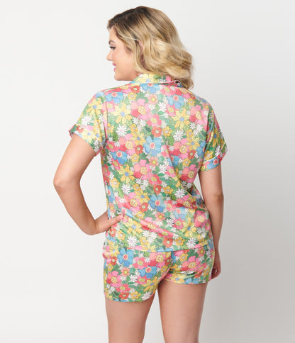 Flowerland Satin Pajama Set