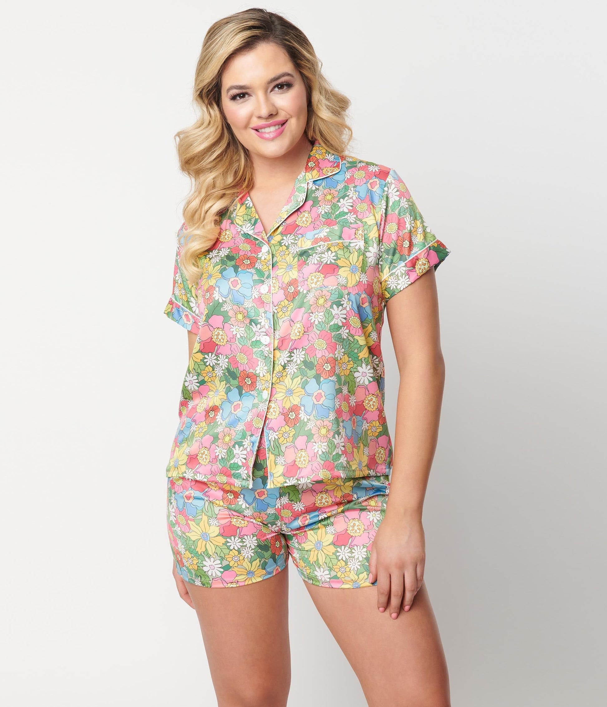 Flowerland Satin Pajama Set
