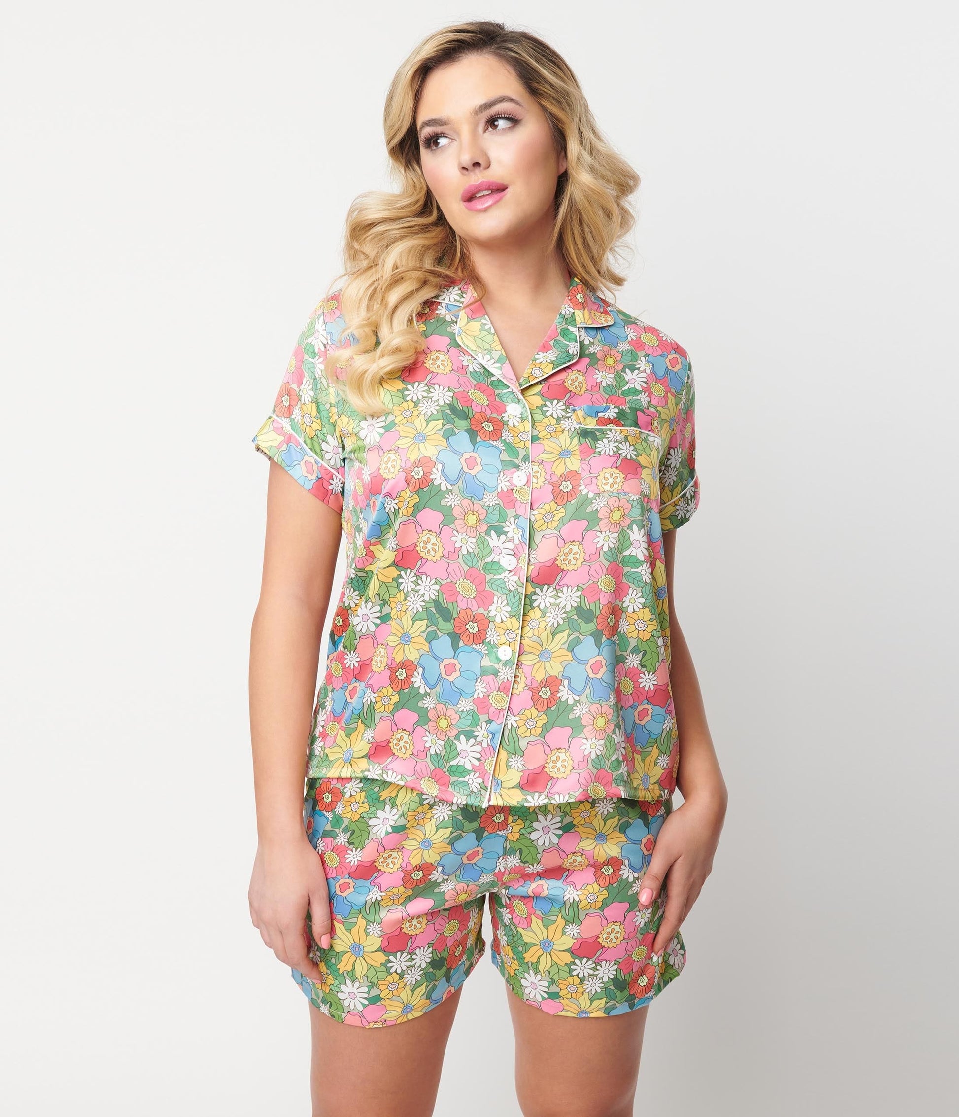 Flowerland Satin Pajama Set