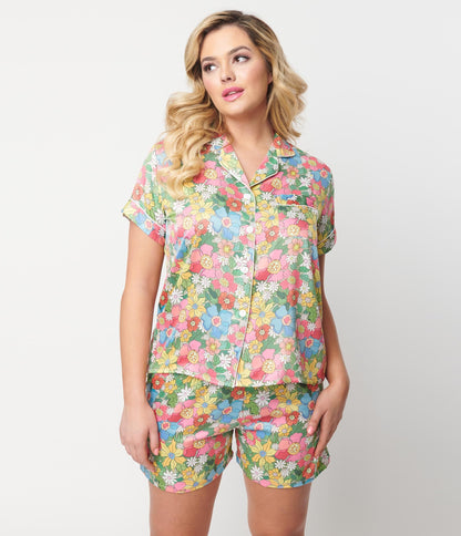 Flowerland Satin Pajama Set