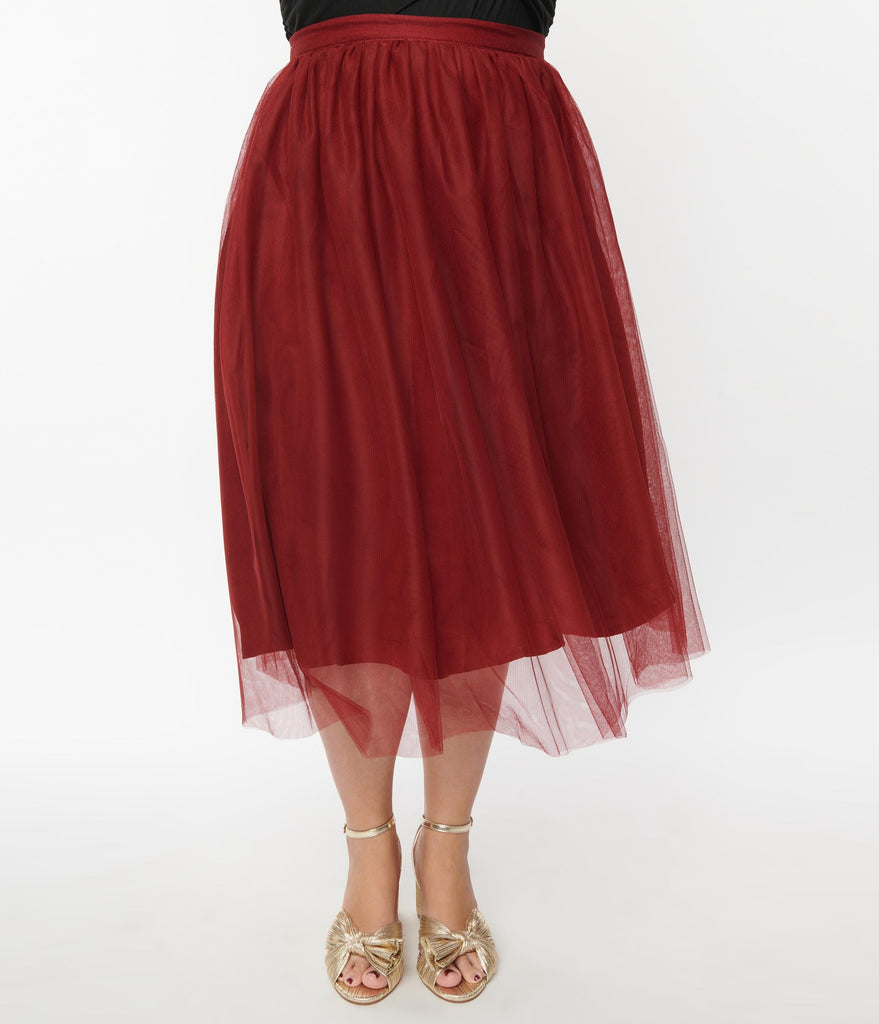 Magnolia Plus Deep Red Tulle Skirt – Unique Vintage