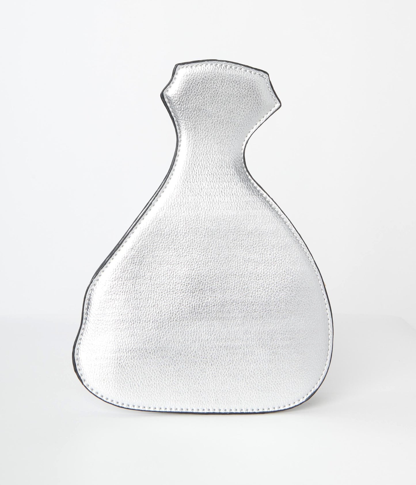Silver Leatherette Money Sack Handbag