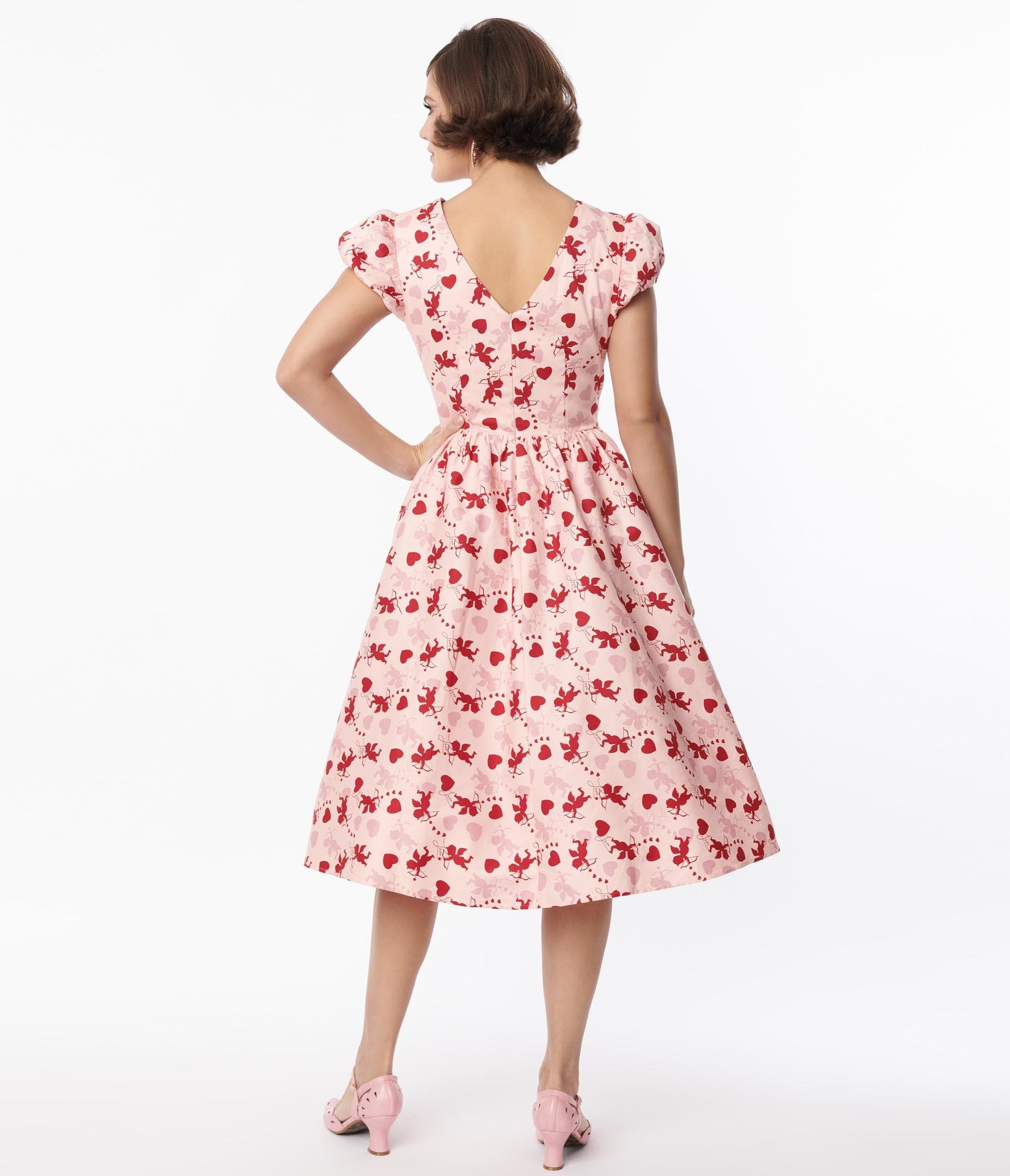Collectif Pink Demira Cupid Swing Dress