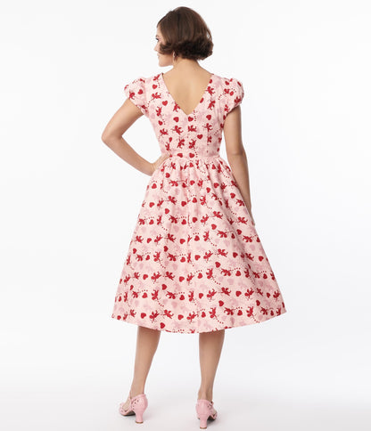 Collectif Pink Demira Cupid Swing Dress