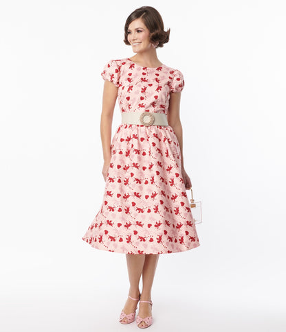 Collectif Pink Demira Cupid Swing Dress