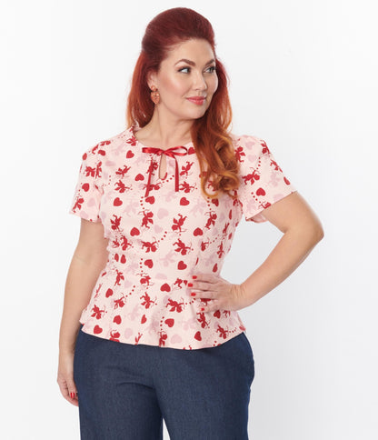 Collectif Plus Size Pink Sibley Cupid Top
