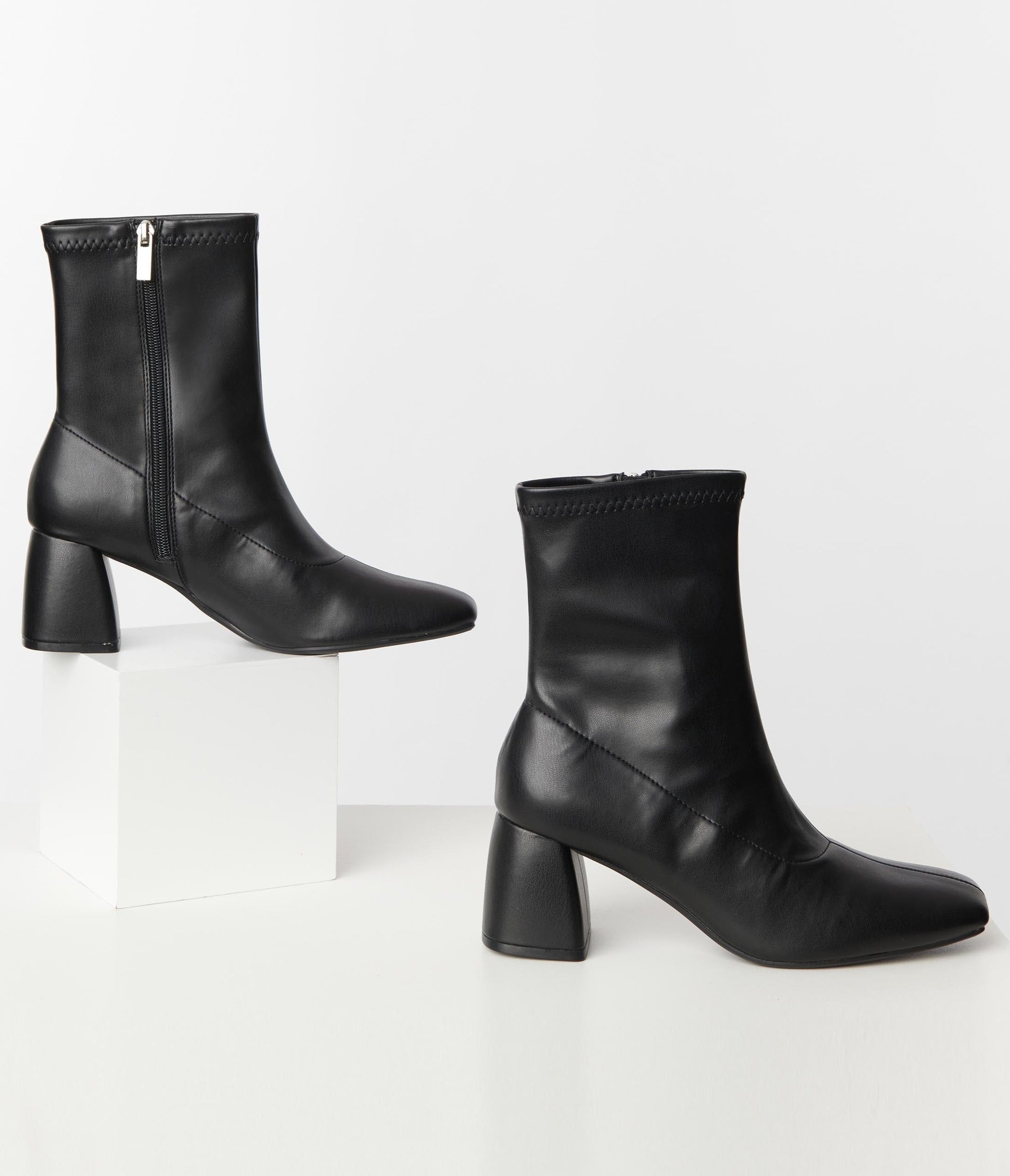 Black Leatherette Booties