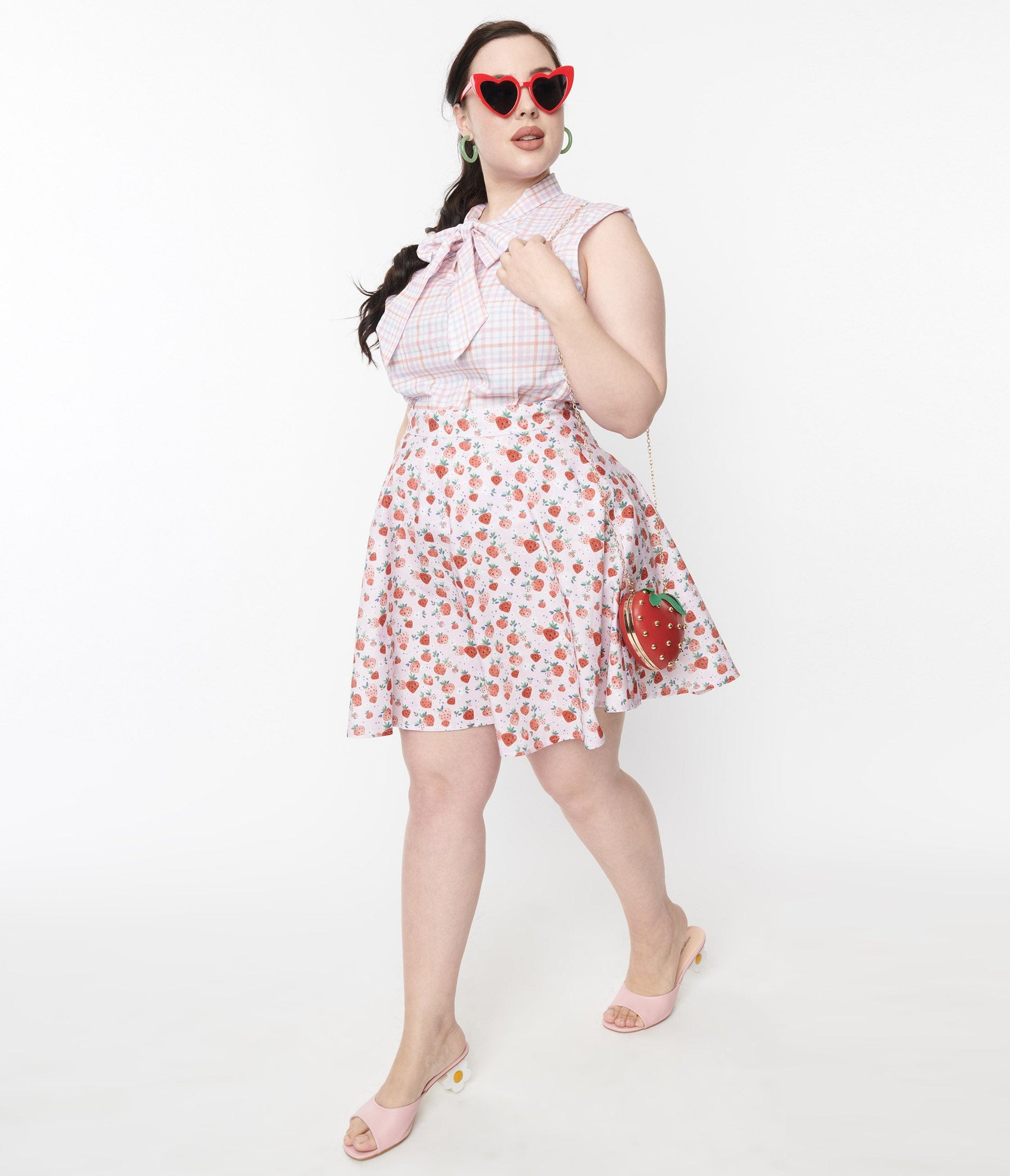 Retrolicious Pink Strawberry Flare Skirt